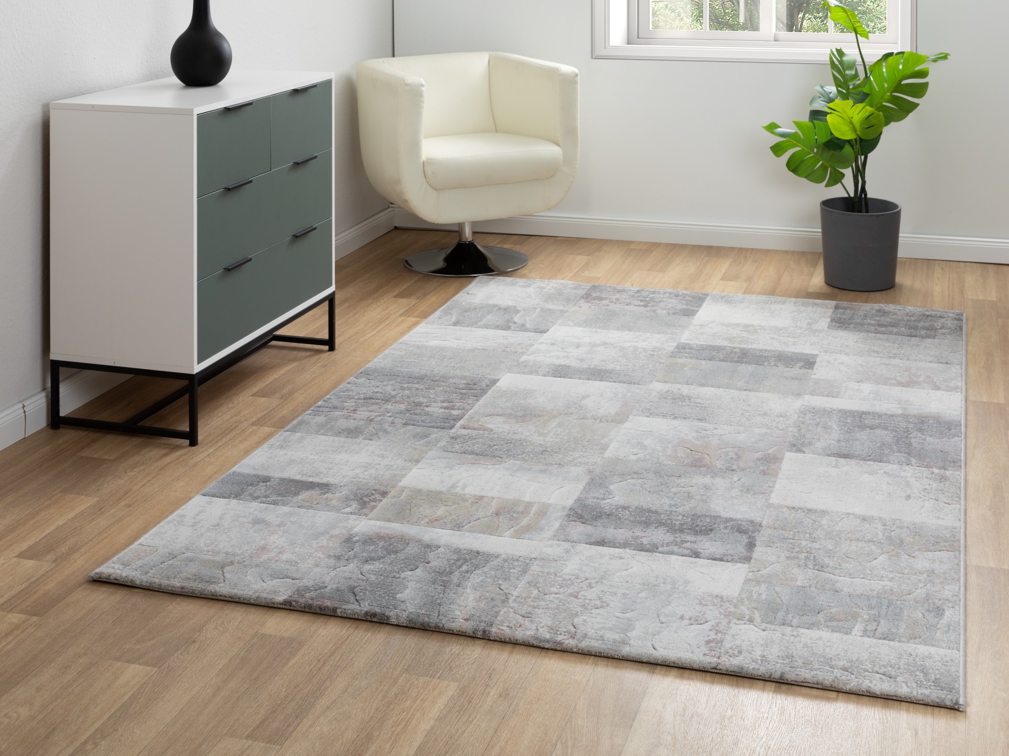 Kurzflor Teppich Lauro - Vierecke
