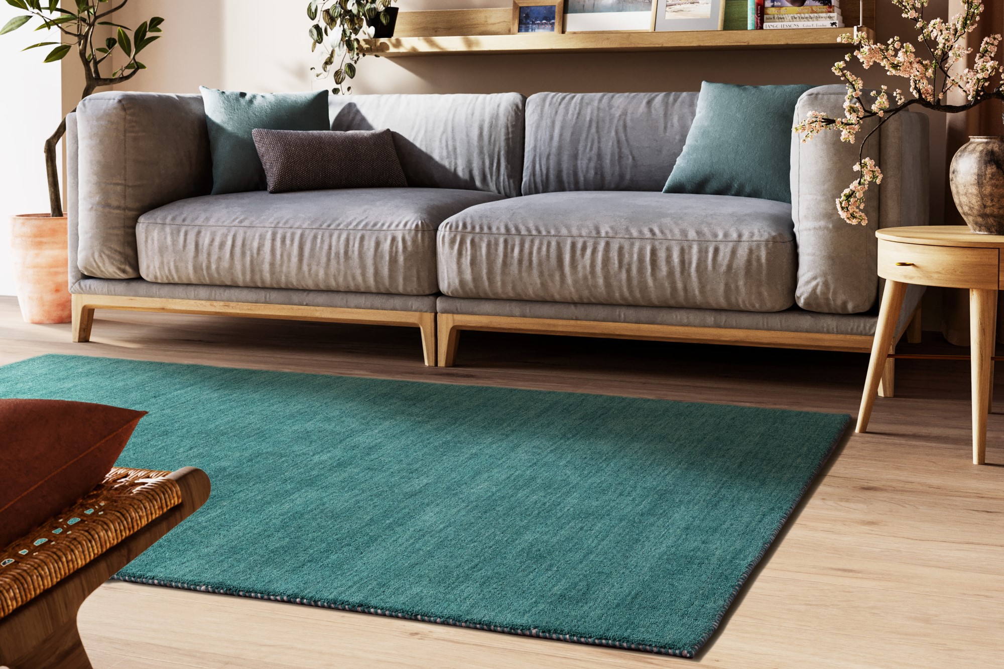 Gabbeh Teppich Nomade Türkis 65x135 cm