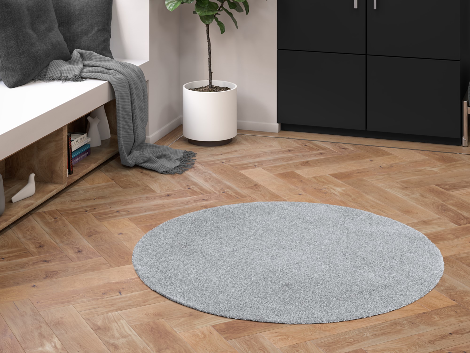 Kurzflor Teppich Barcelona  - Rund