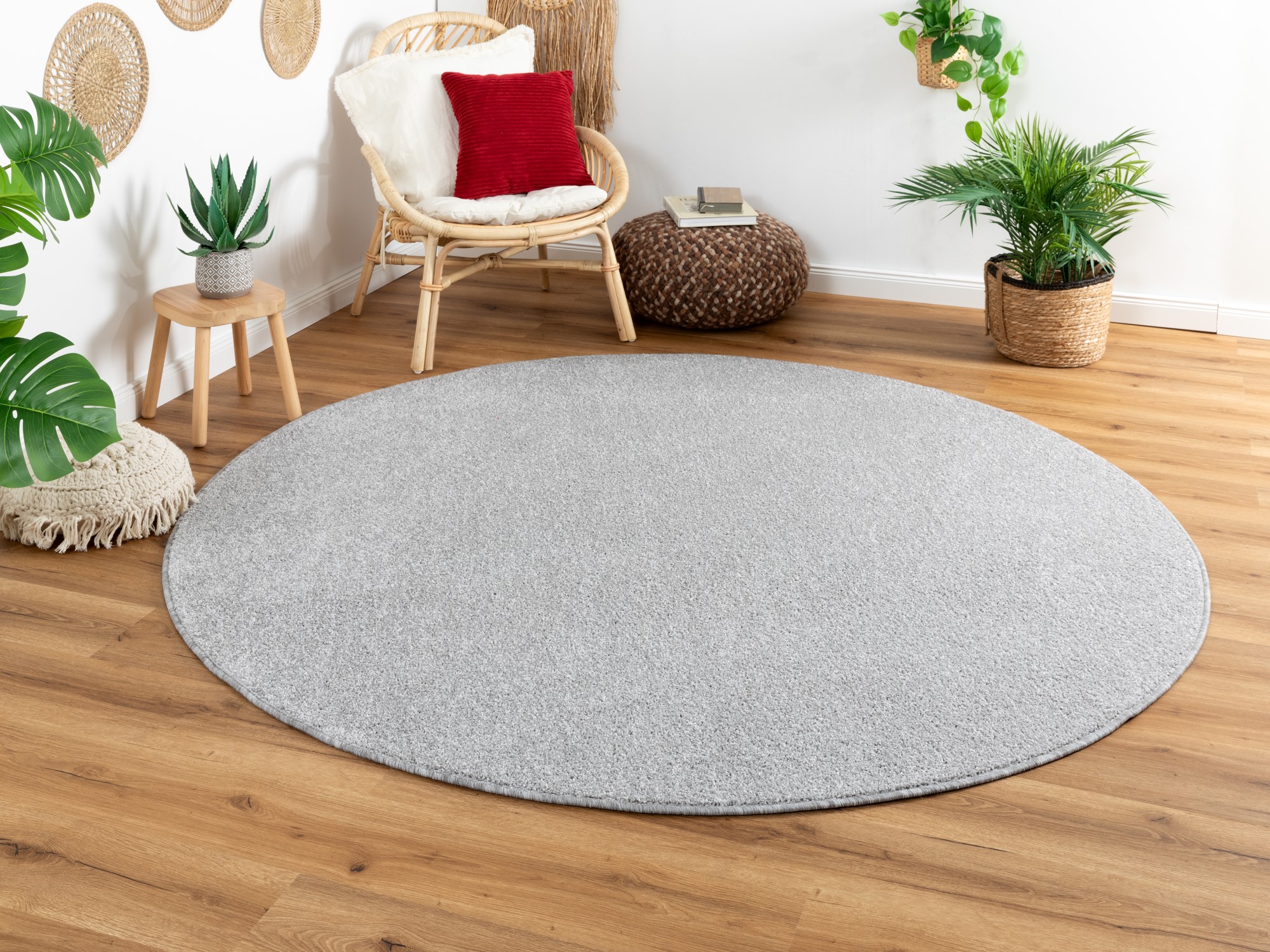 Kurzflor Teppich Cambridge - Rund Grau Ø 80 cm