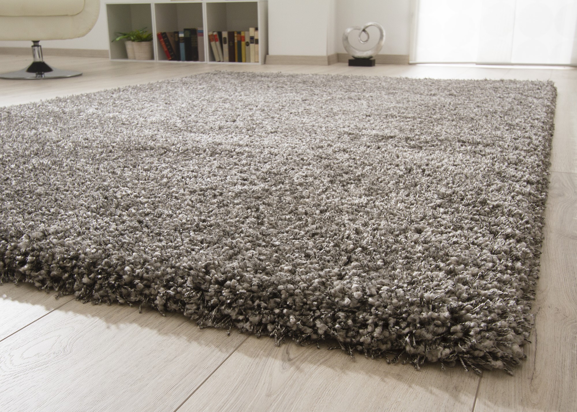 Hochflor Teppich Twilight Grau meliert 65x130 cm