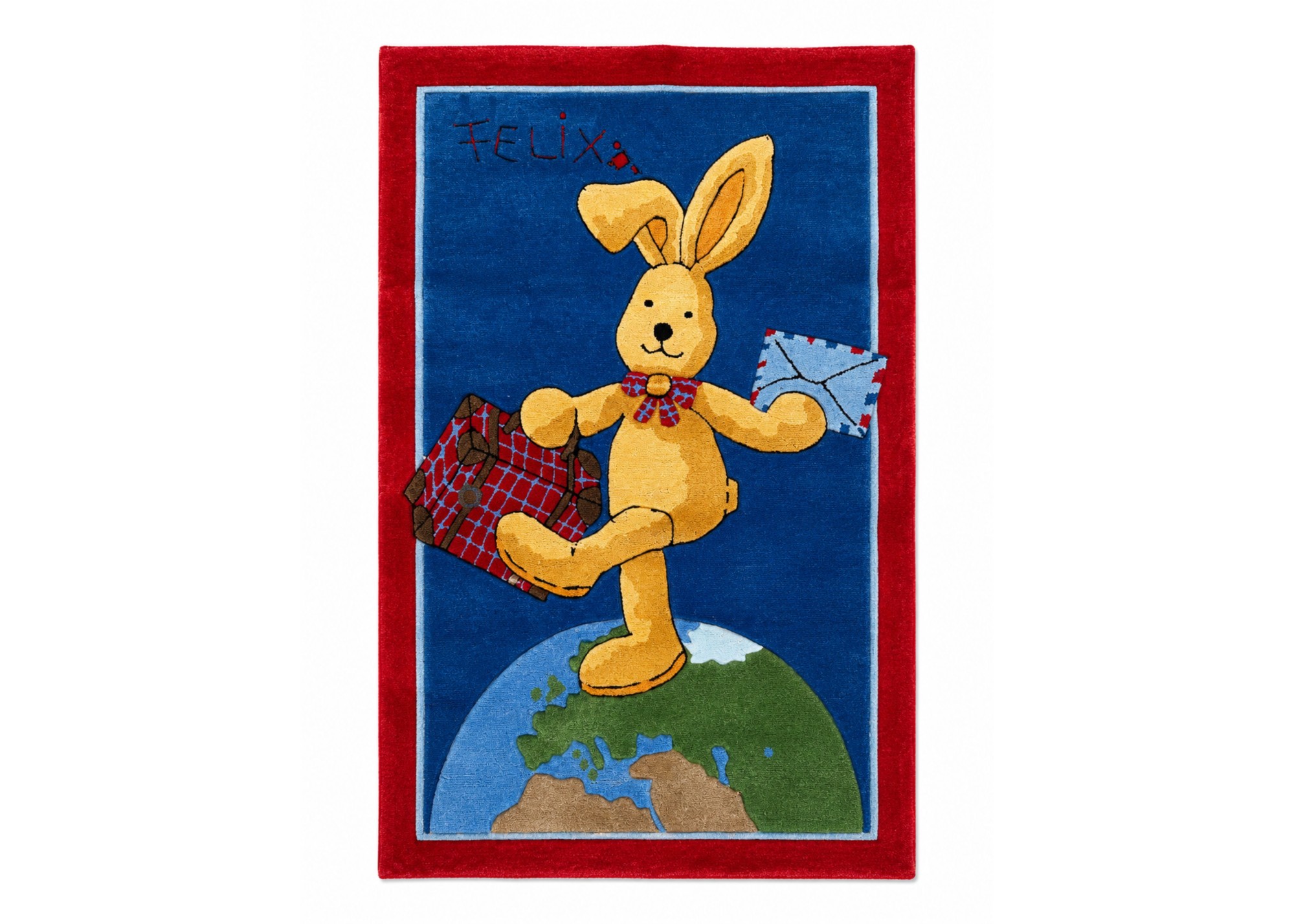 Kinderteppich Felix der Hase -Weltkugel 110x170 cm