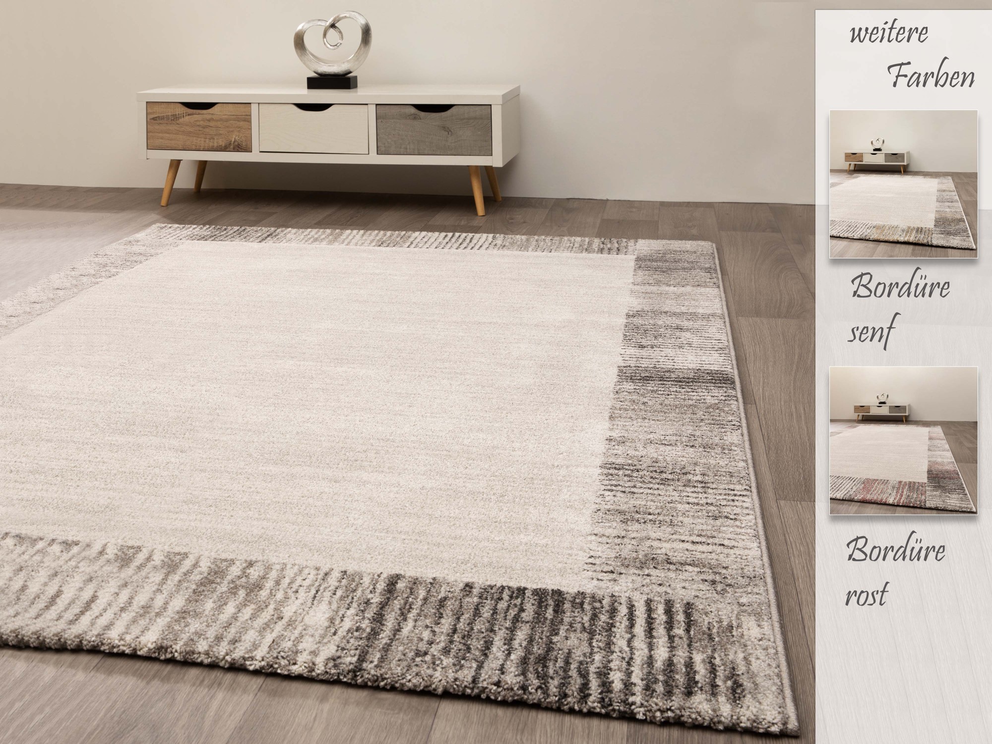 Kurzflor Teppich Soft Tones - Bordüre