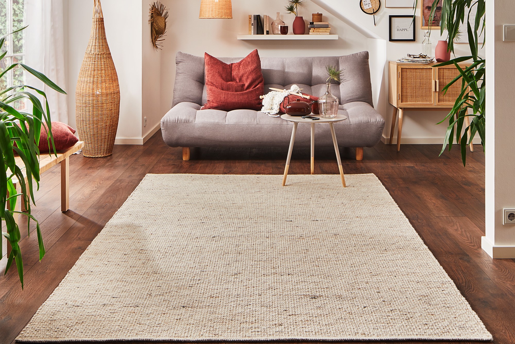 Handweb Teppich Murnau Natur Rechteckig 70x140 cm