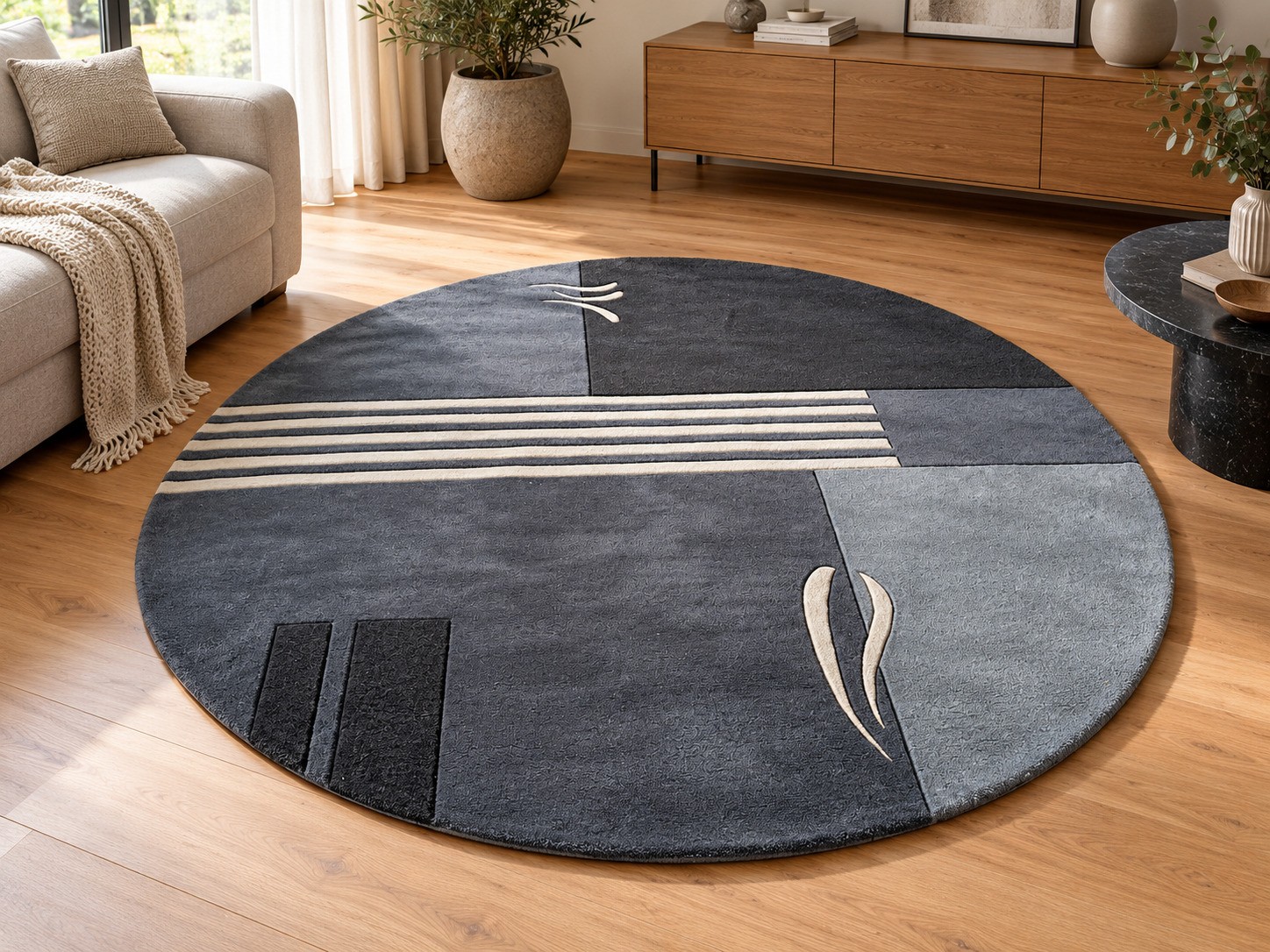 Kurzflor Teppich Bergamo 200x200 cm