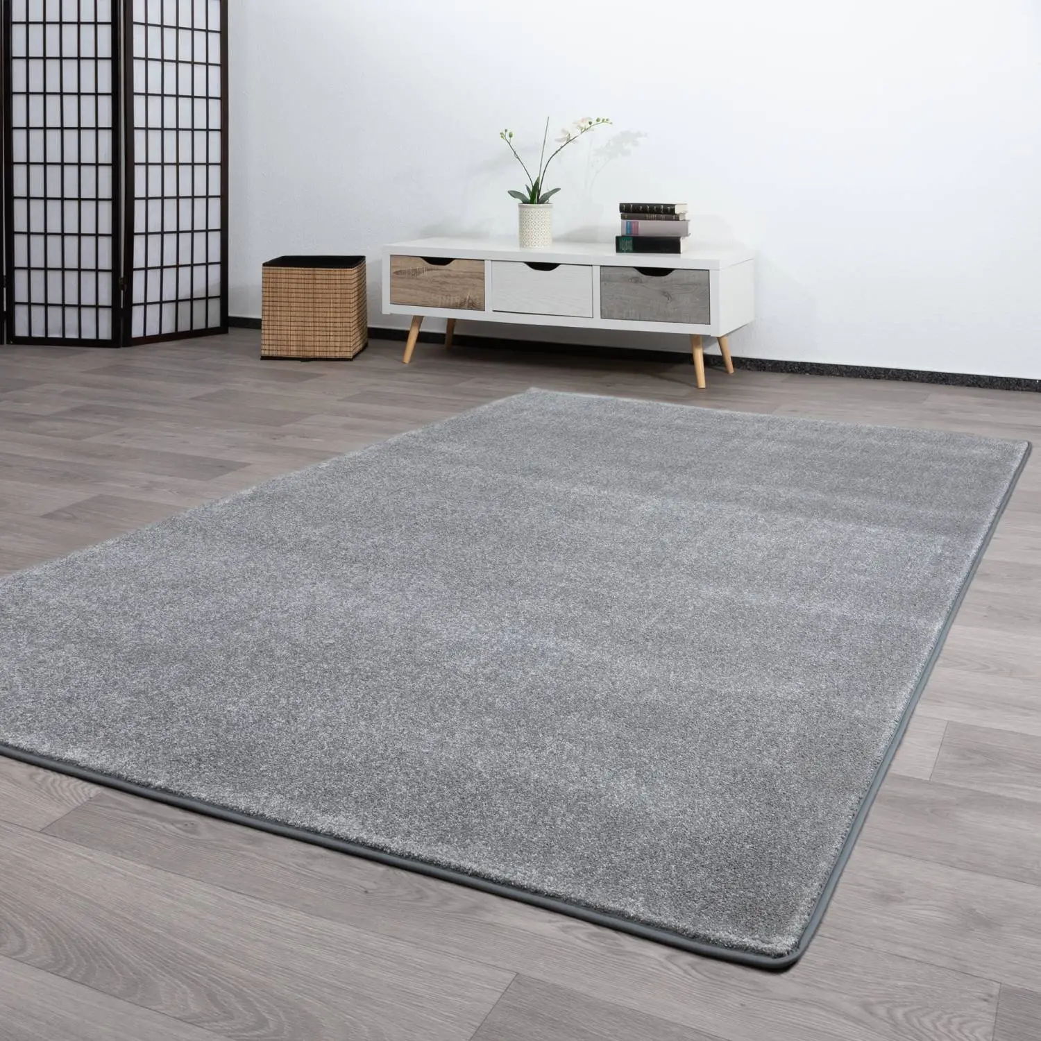 Kurzflor Teppich Pisa Grau Rechteckig 60x120 cm