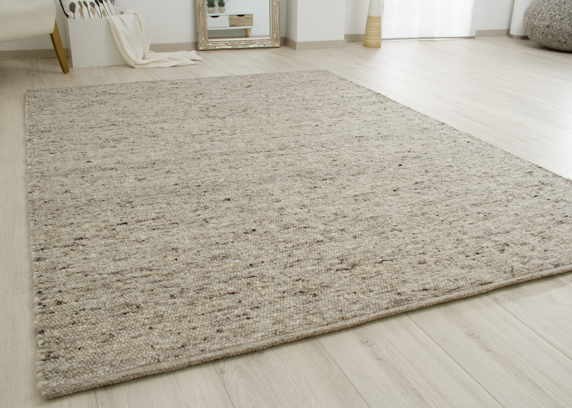 Handweb Teppich Birgsau Natur Grau Rechteckig 70x140 cm Handweb Teppich Birgsau Natur Grau Rechteckig 70x140 cm