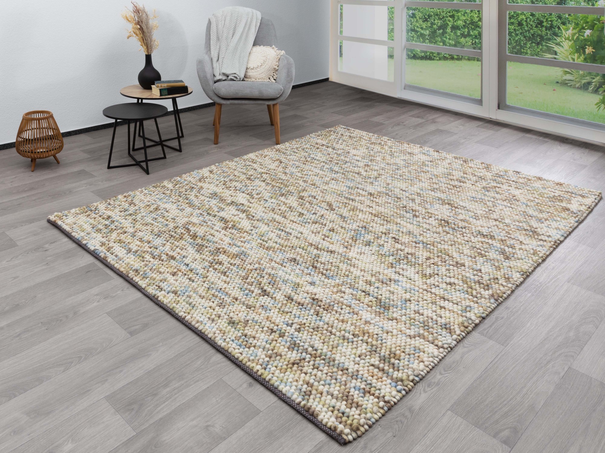 Handweb Teppich Larbach Grün 140x200 cm Handweb Teppich Larbach Grün 140x200 cm