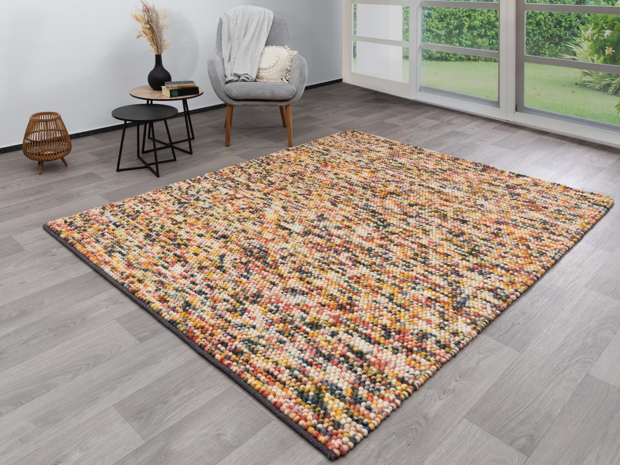 Handweb Teppich Larbach Rot Bunt 140x200 cm Handweb Teppich Larbach Rot Bunt 140x200 cm