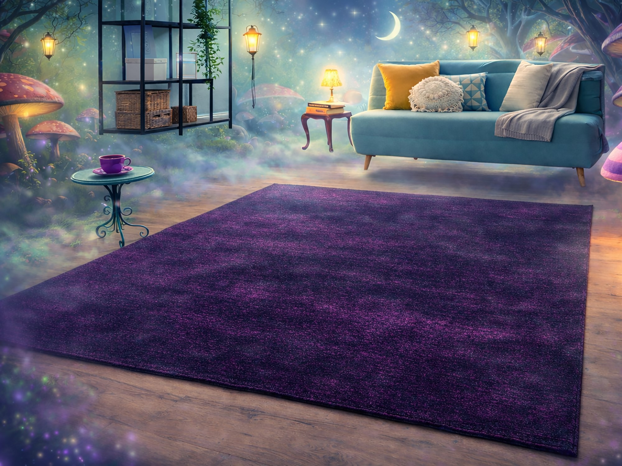 Nepal Teppich Rib Eye Neutral Silk 60 anthrazit-pink