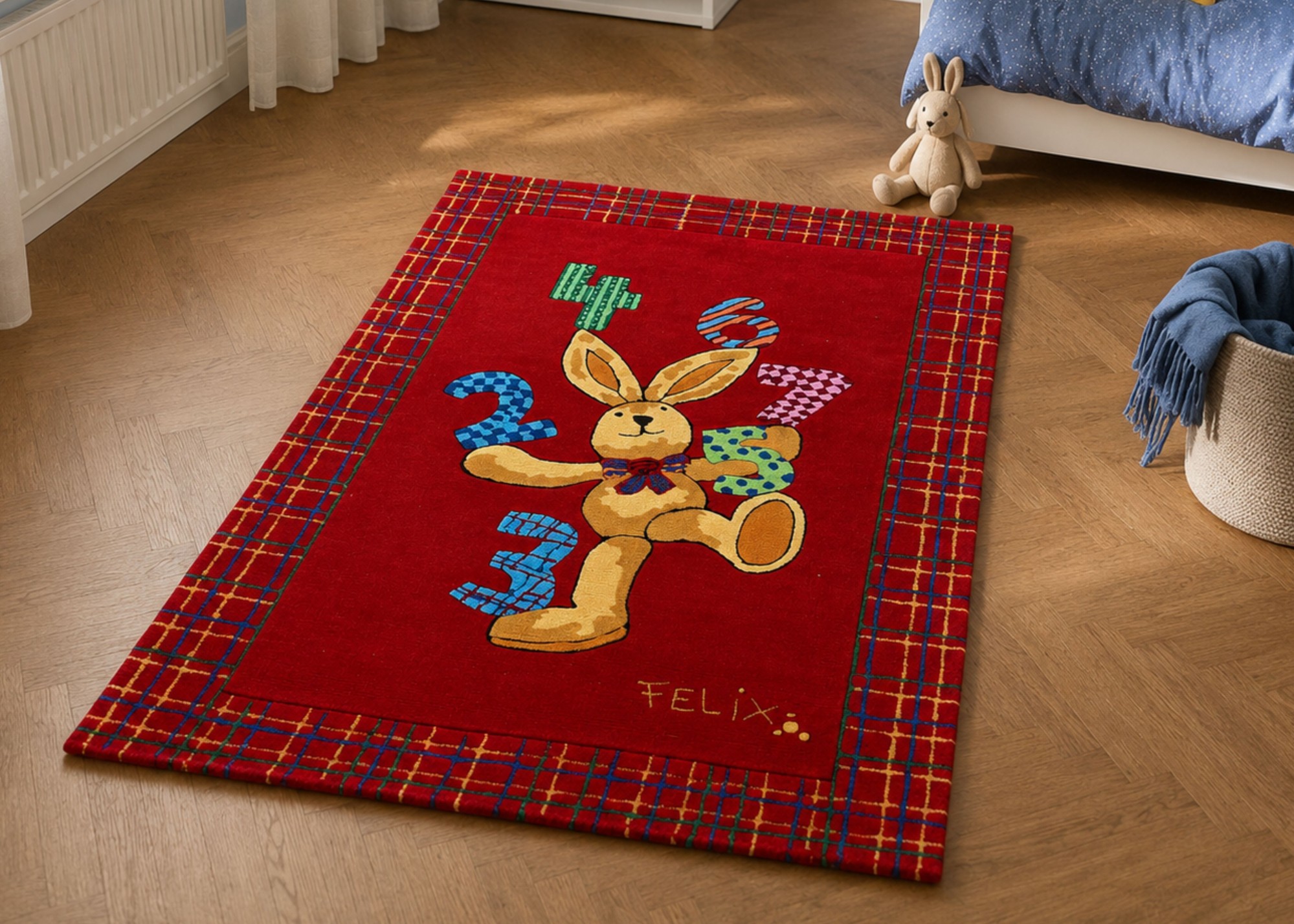 Kinderteppich Felix der Hase  -Zahlenspaß