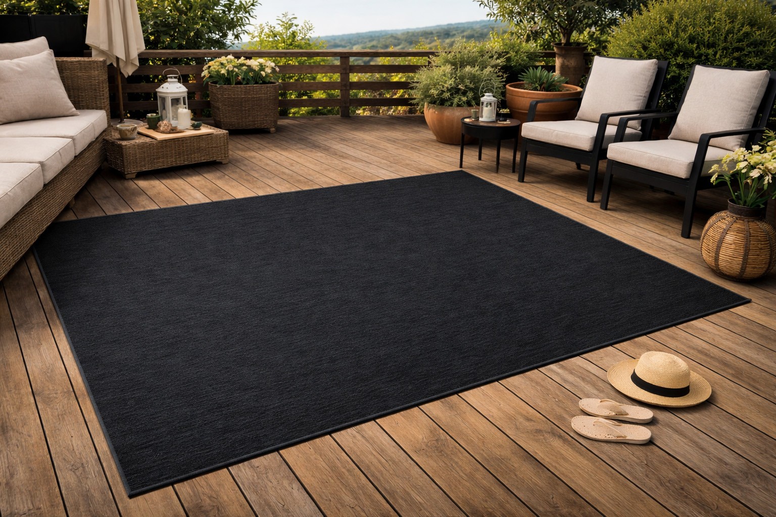 In- und Outdoorteppich Gotland Schwarz 80x150 cm