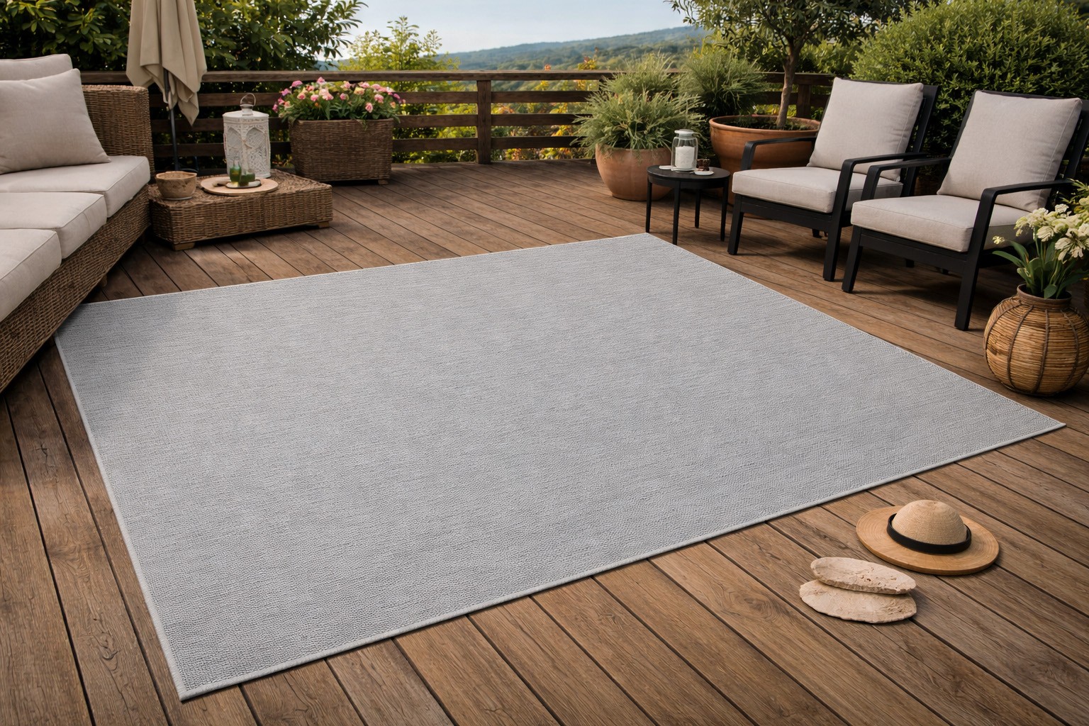 In- und Outdoorteppich Gotland Silber 80x150 cm