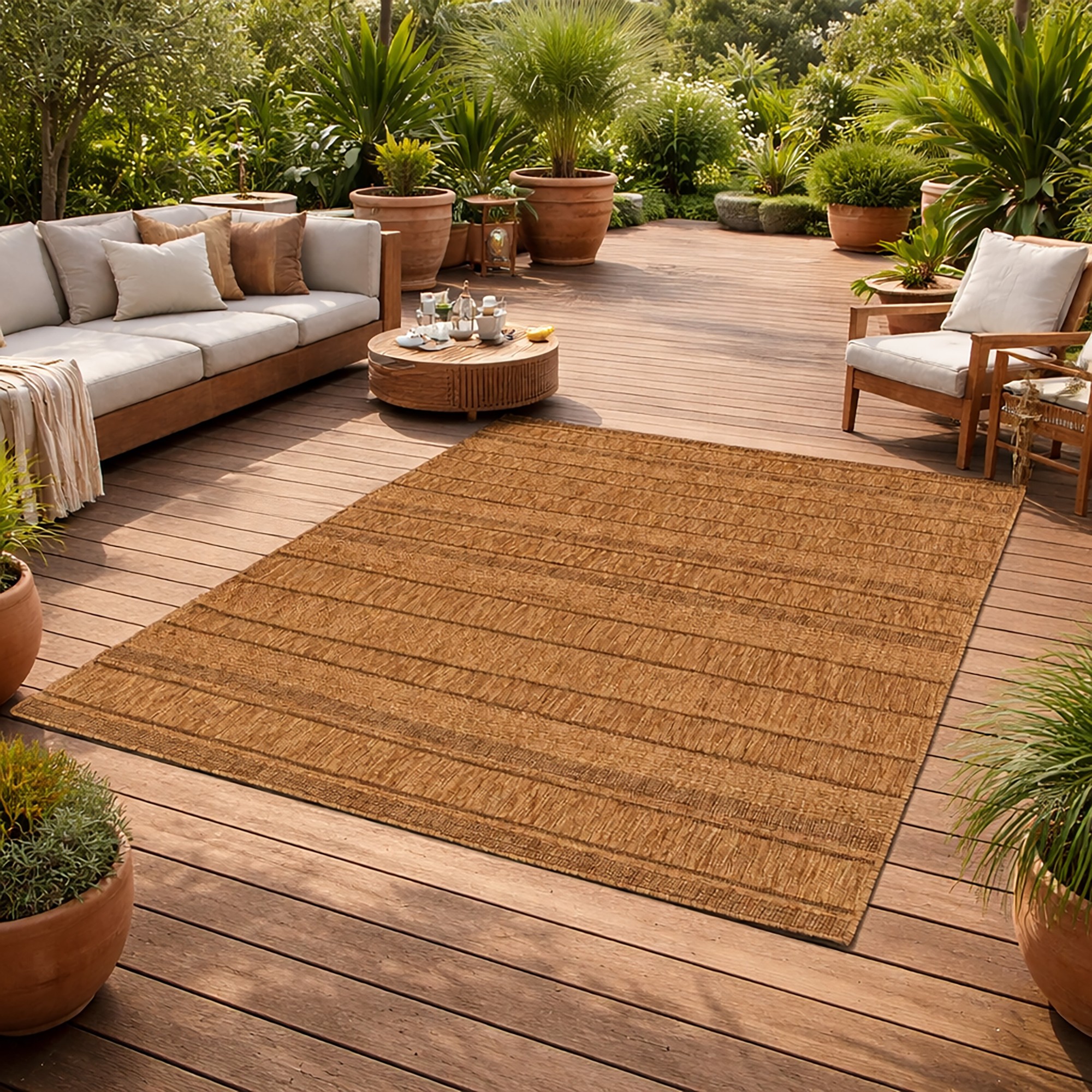 In- und Outdoorteppich Oslo - Streifen Dunkel