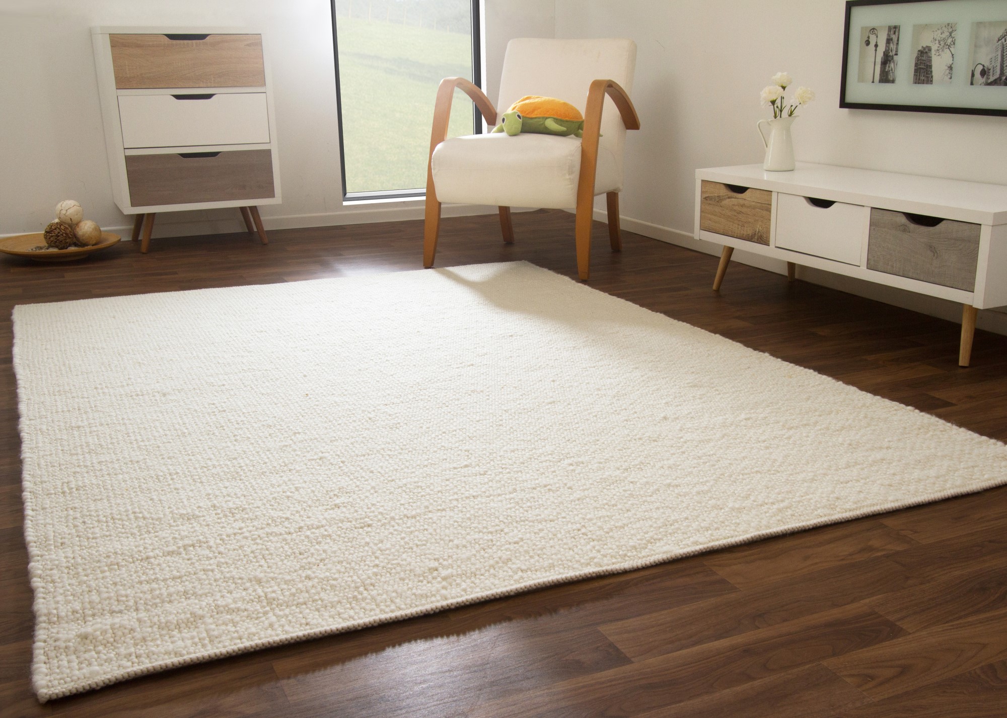 Handweb Teppich Birgsau Weiß Rechteckig 70x140 cm Handweb Teppich Birgsau Weiß Rechteckig 70x140 cm