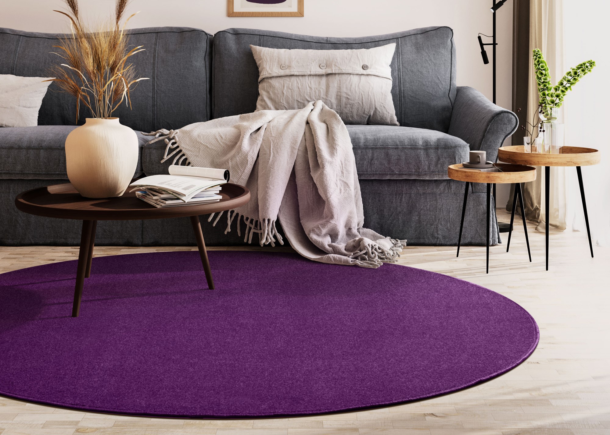 Kurzflor Teppich Cambridge Young - Rund Lila Ø 125 cm