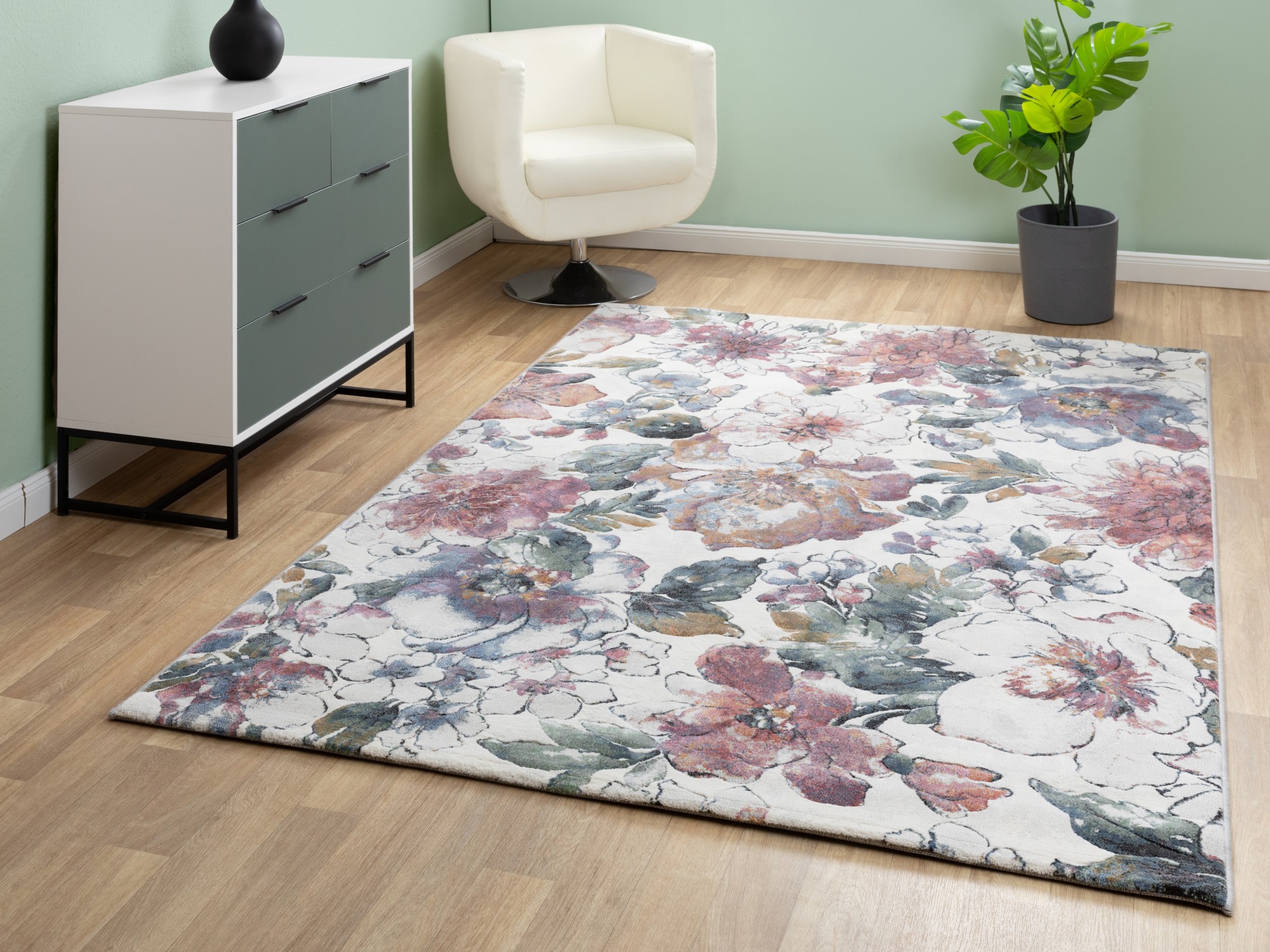 Kurzflor Teppich Lauro - Blumen Kurzflor Teppich Lauro - Blumen