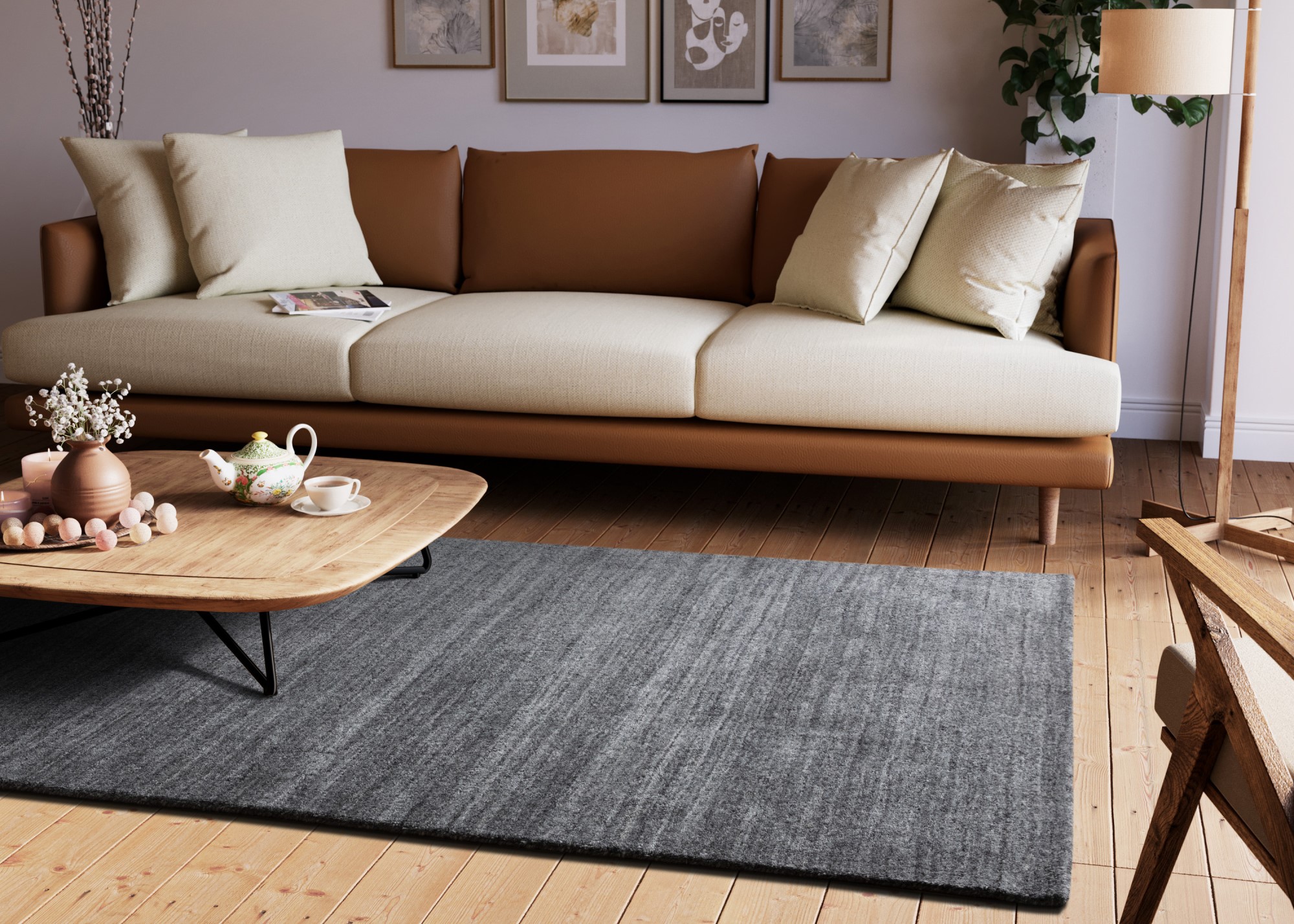 Berber Teppich Zaza Anthrazit 40x60 cm