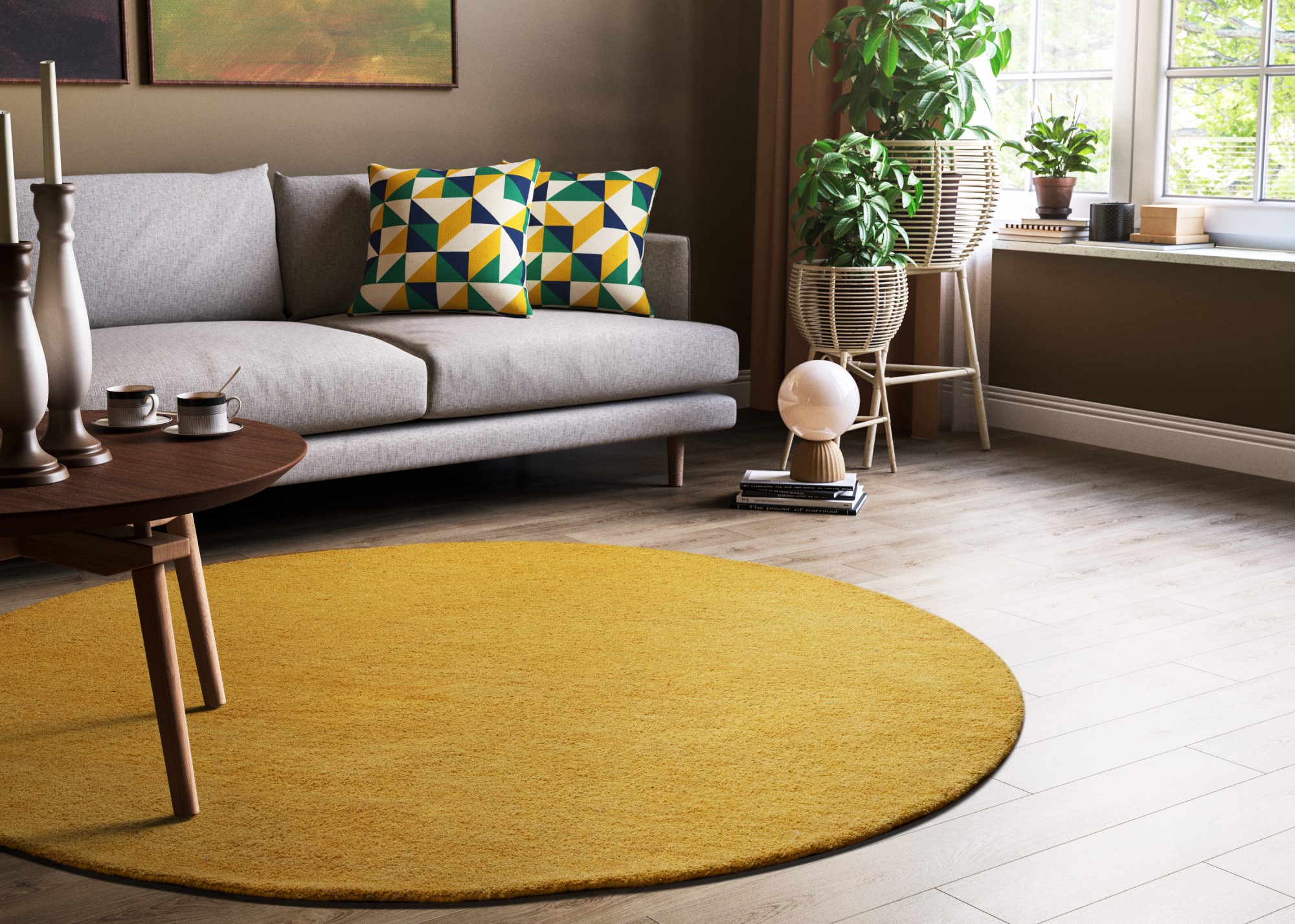 Gabbeh Teppich Jaipur - Rund Gold 200x200 cm