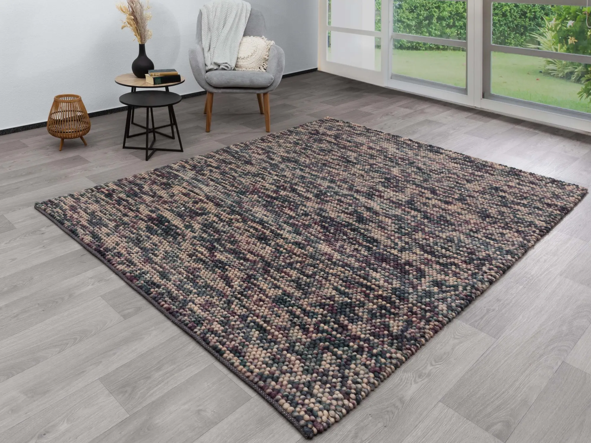 Handweb Teppich Larbach Lila 140x200 cm