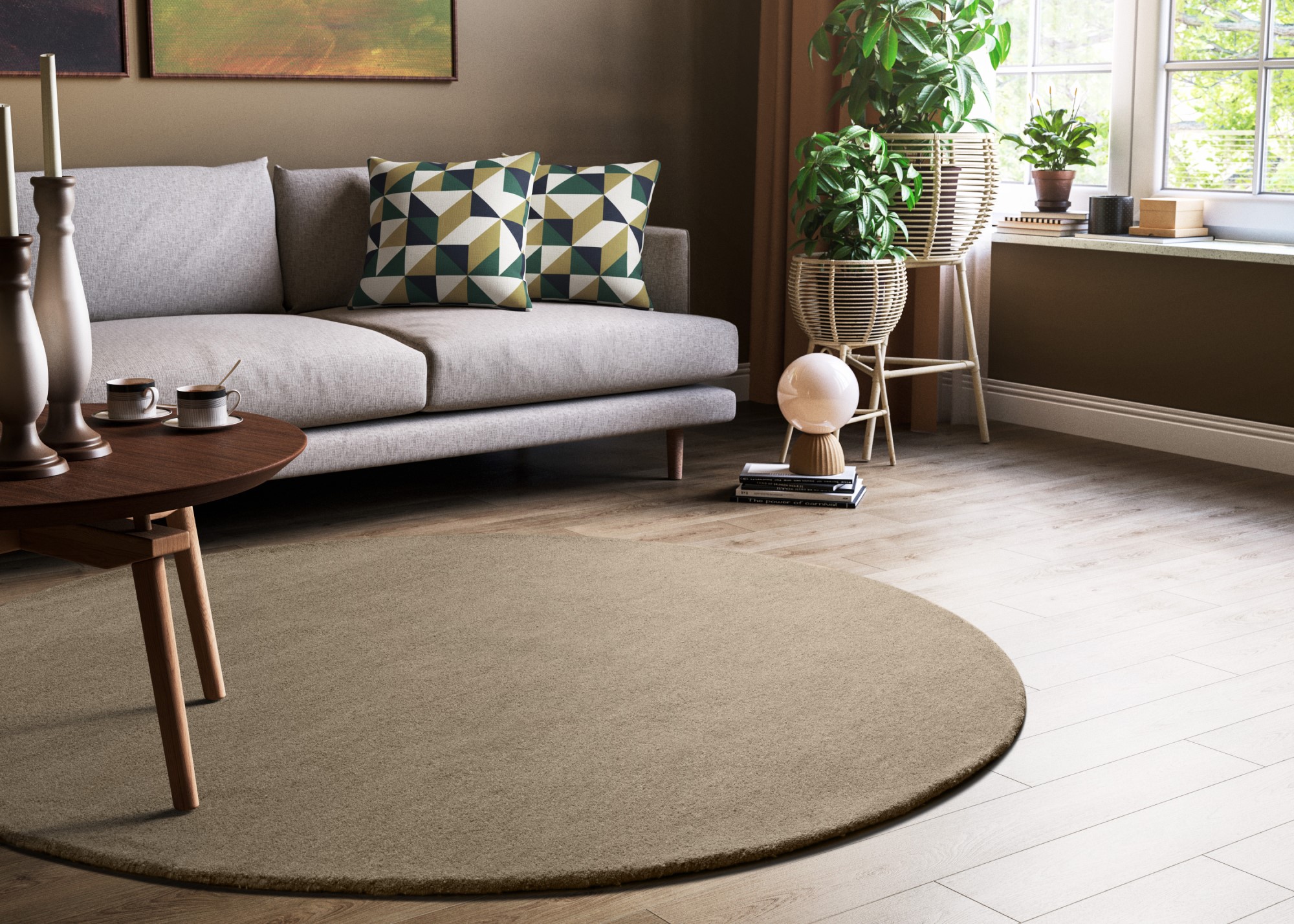 Gabbeh Teppich Jaipur - Rund Taupe 200x200 cm