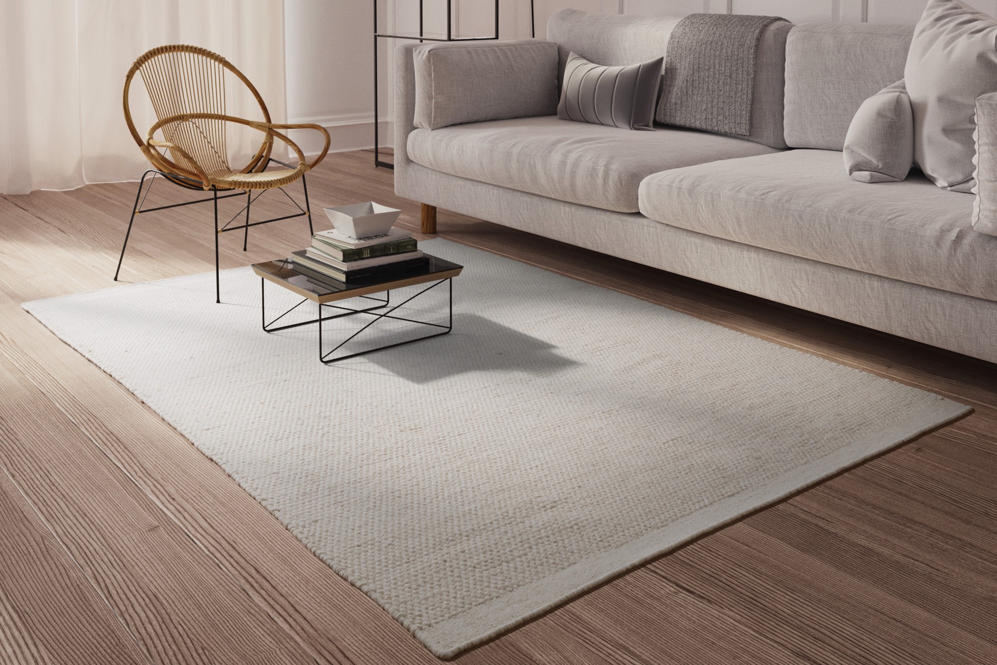 Handweb Teppich Berlin Creme 80x200 cm