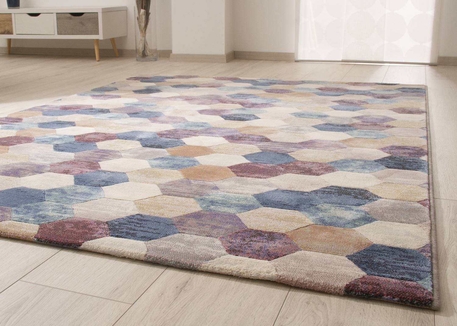 Kurzflor Teppich Harmonious Colours - Hexagon