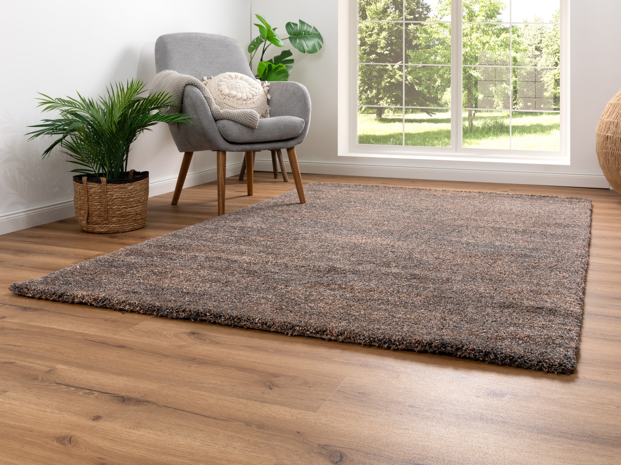 Kurzflor Teppich Contemporary Comfort - Meliert Kupfer Grau Meliert 67x140 cm