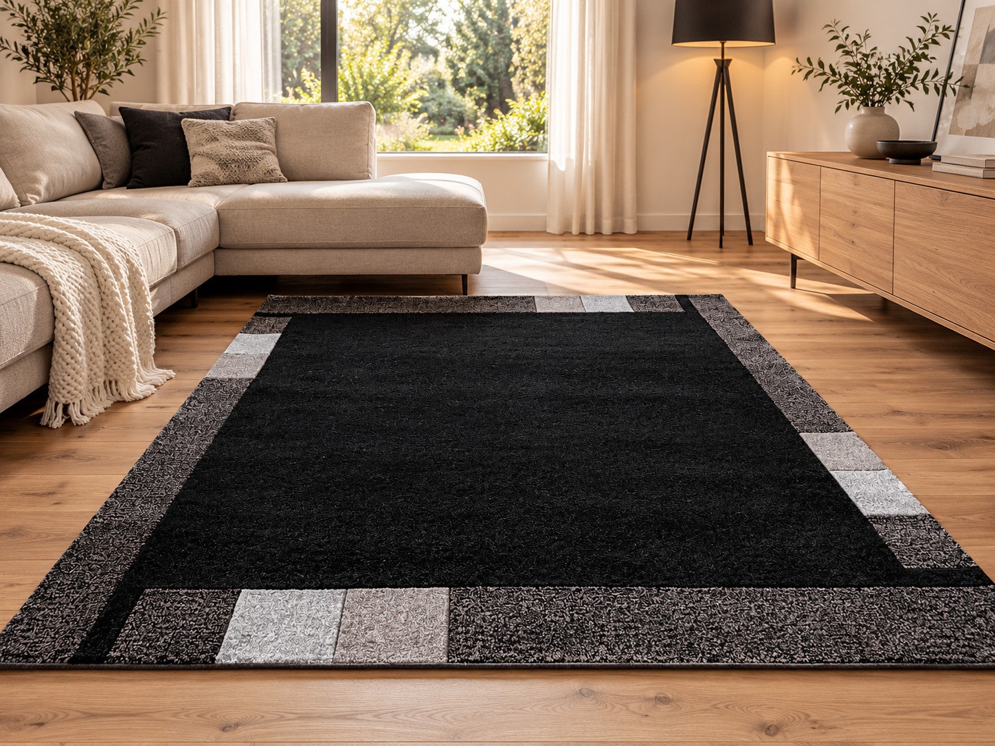 Designer Teppich Sylt Bordüre 200x200 cm