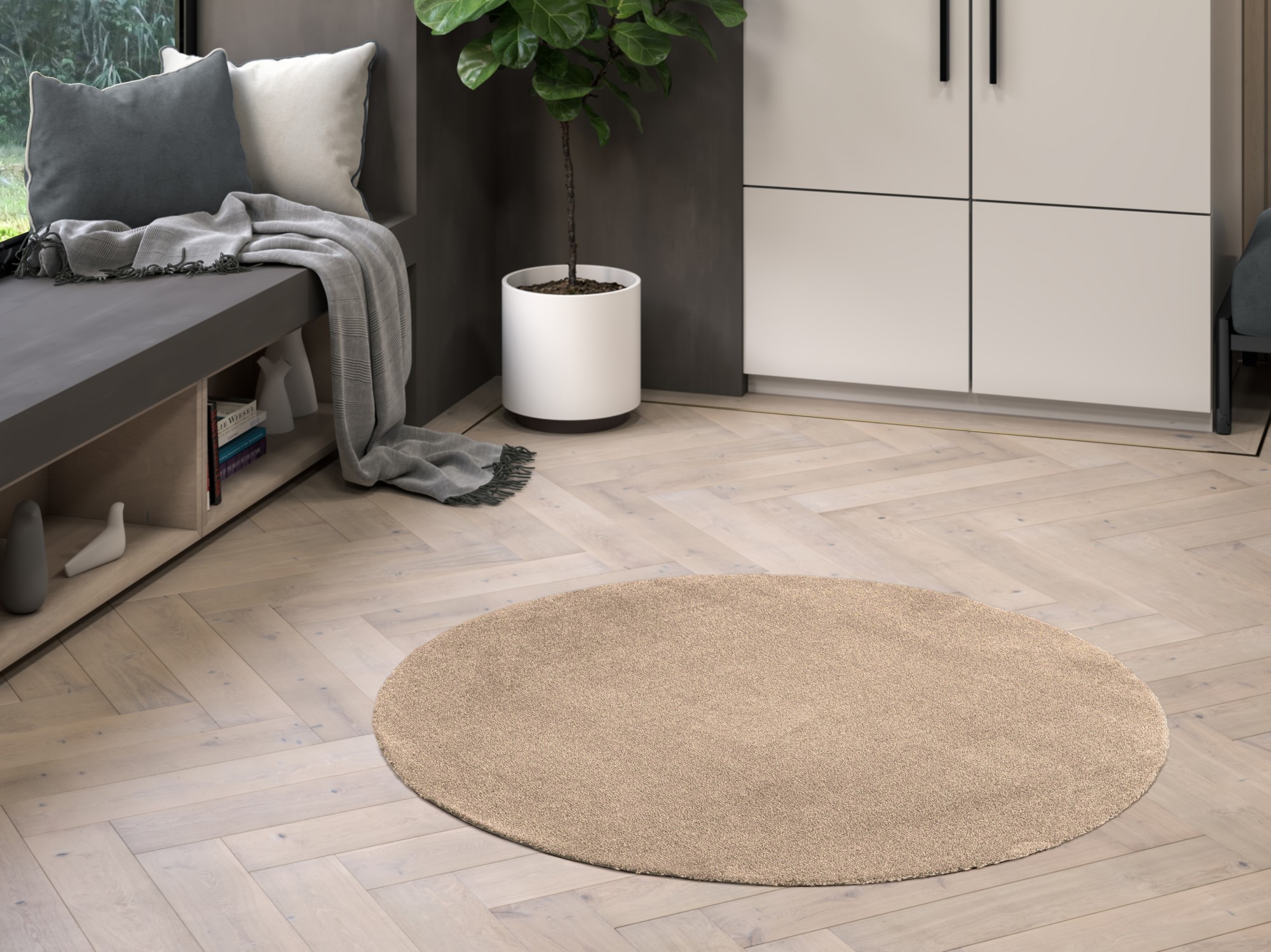Kurzflor Teppich Barcelona  - Rund