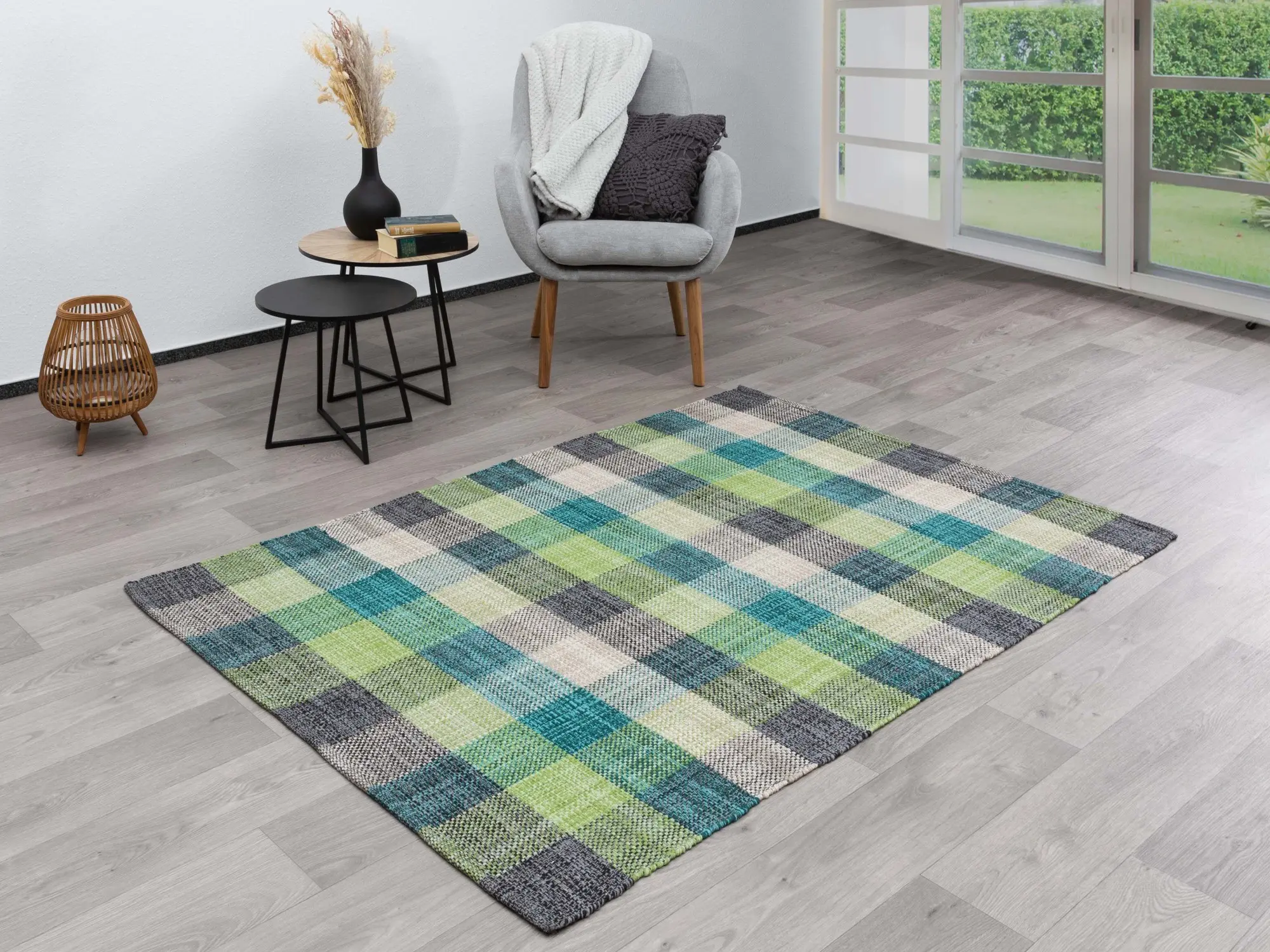 Handweb Teppich Aberdeen Grün 60x90 cm