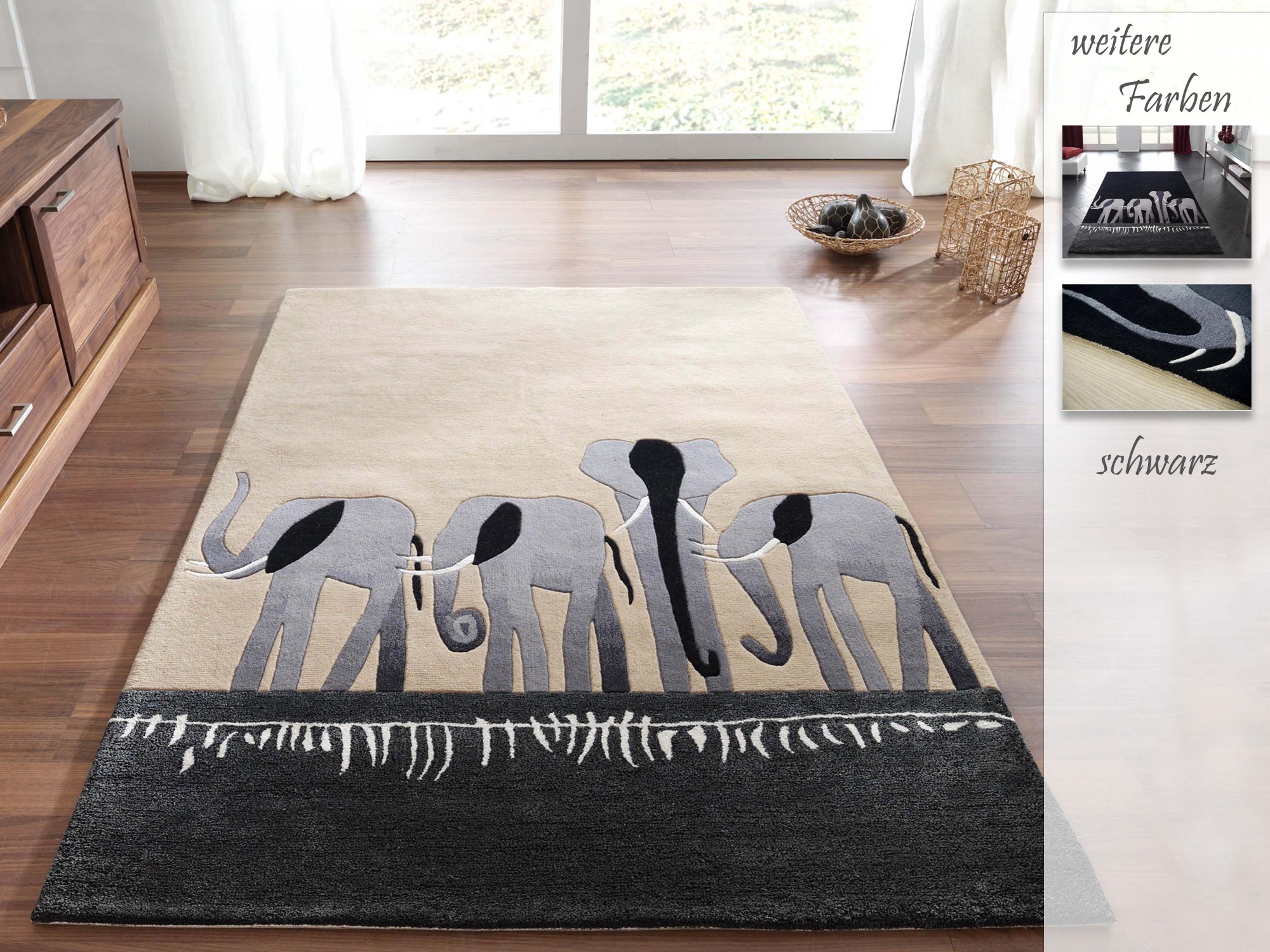 Kurzflor Teppich Kalahari - Elephant 120x180 cm
