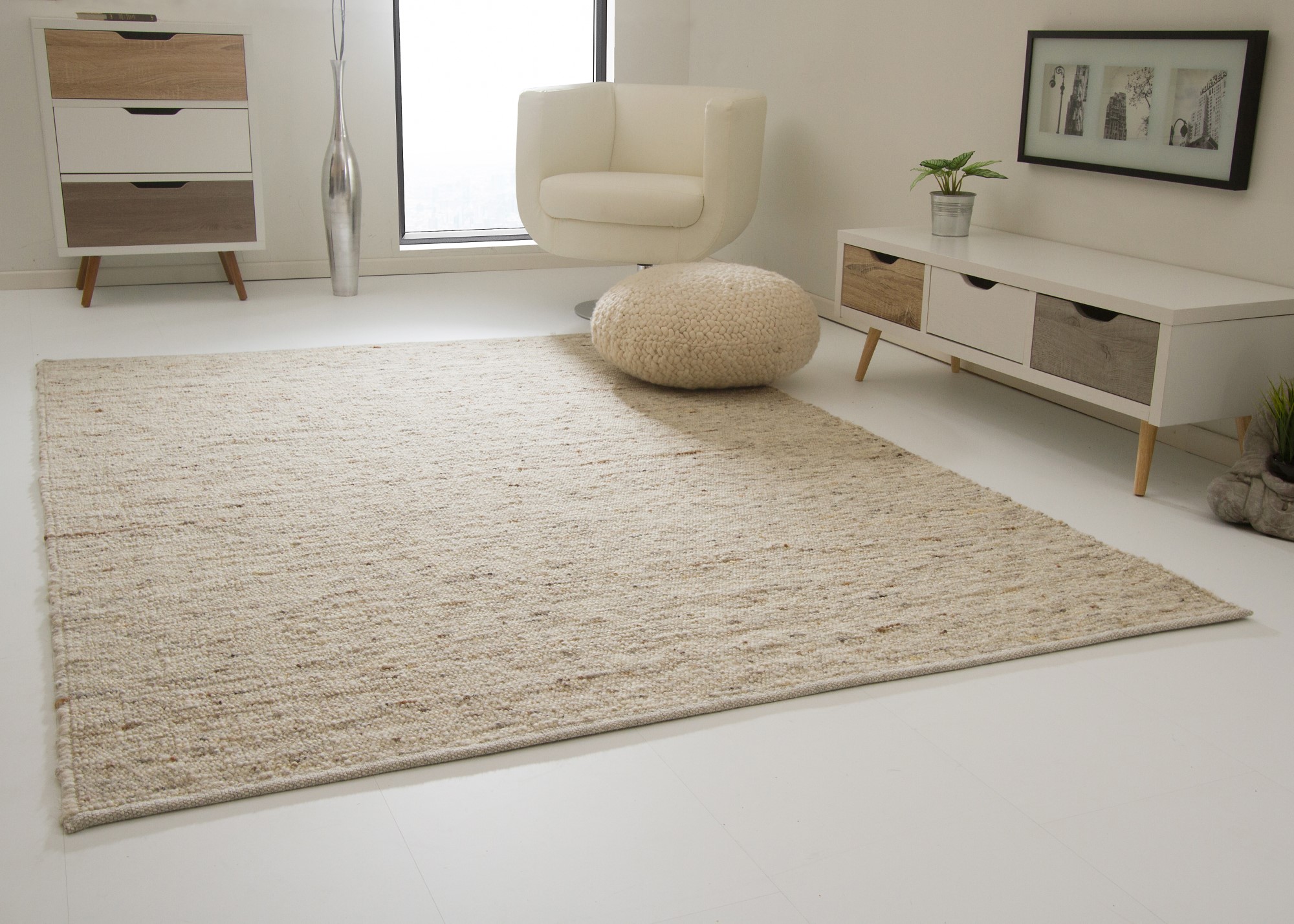 Handweb Teppich Landshut Natur 60x110 cm