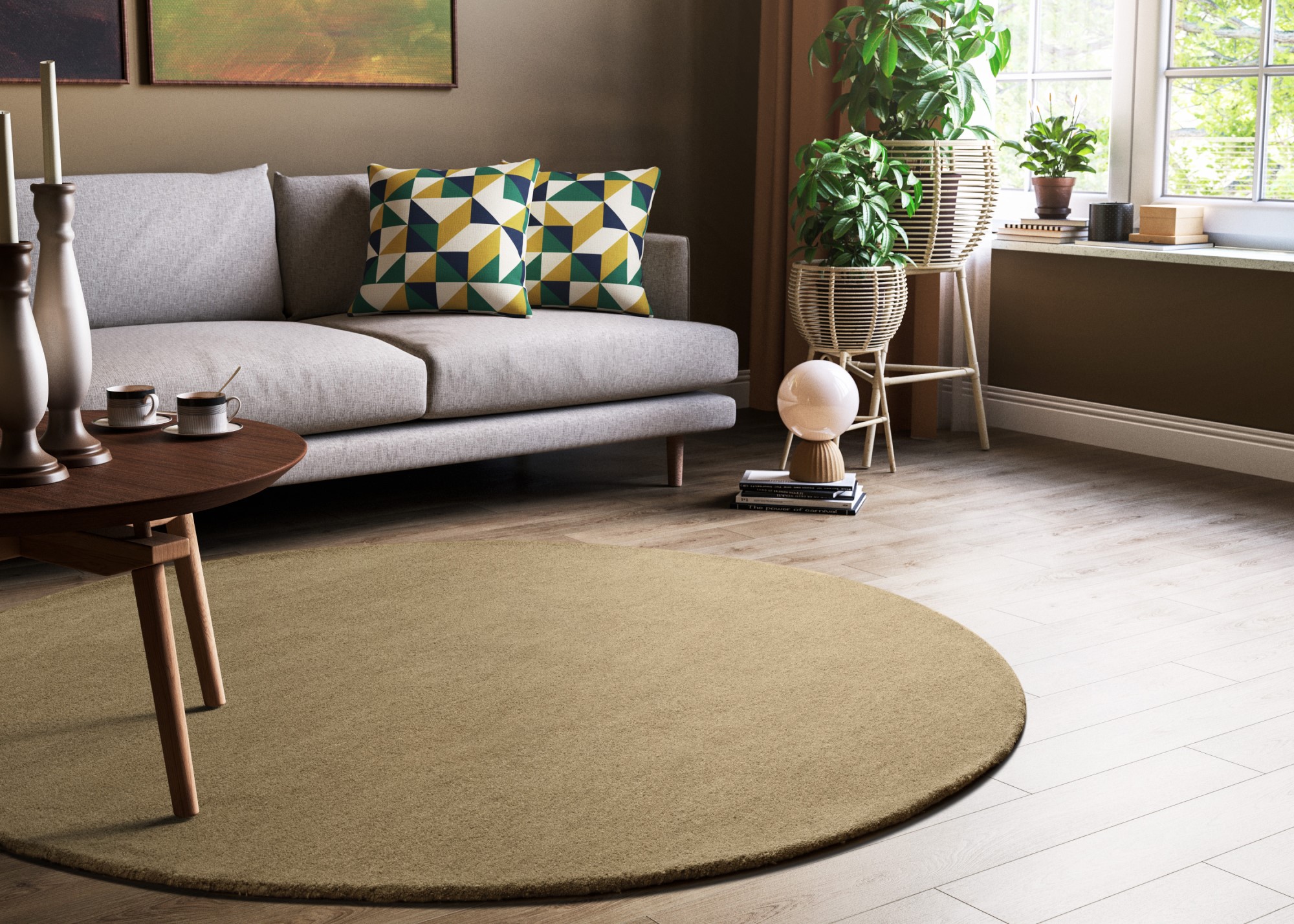 Gabbeh Teppich Jaipur - Rund Sand 200x200 cm