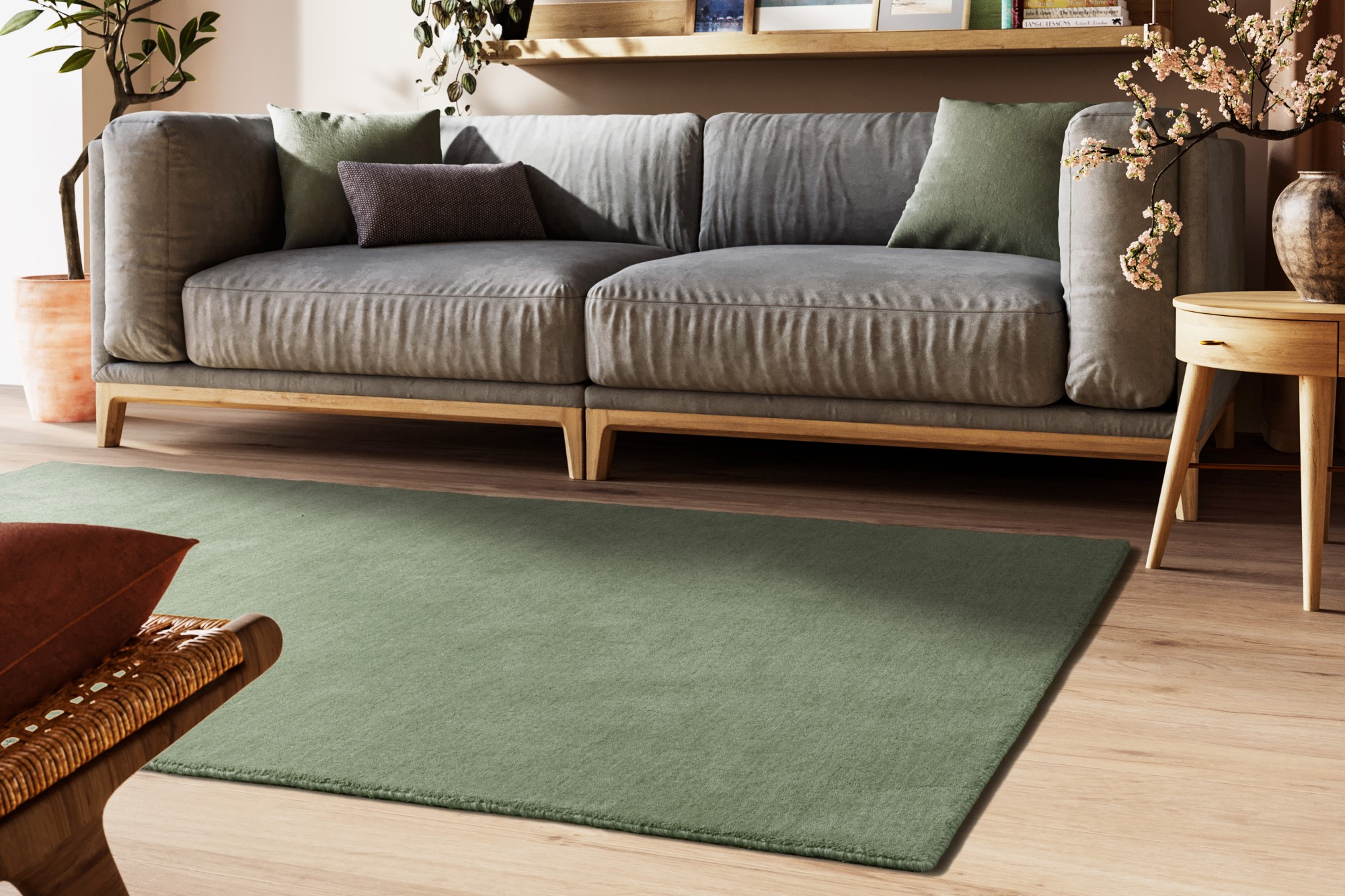 Gabbeh Teppich Nomade Salbei 65x135 cm