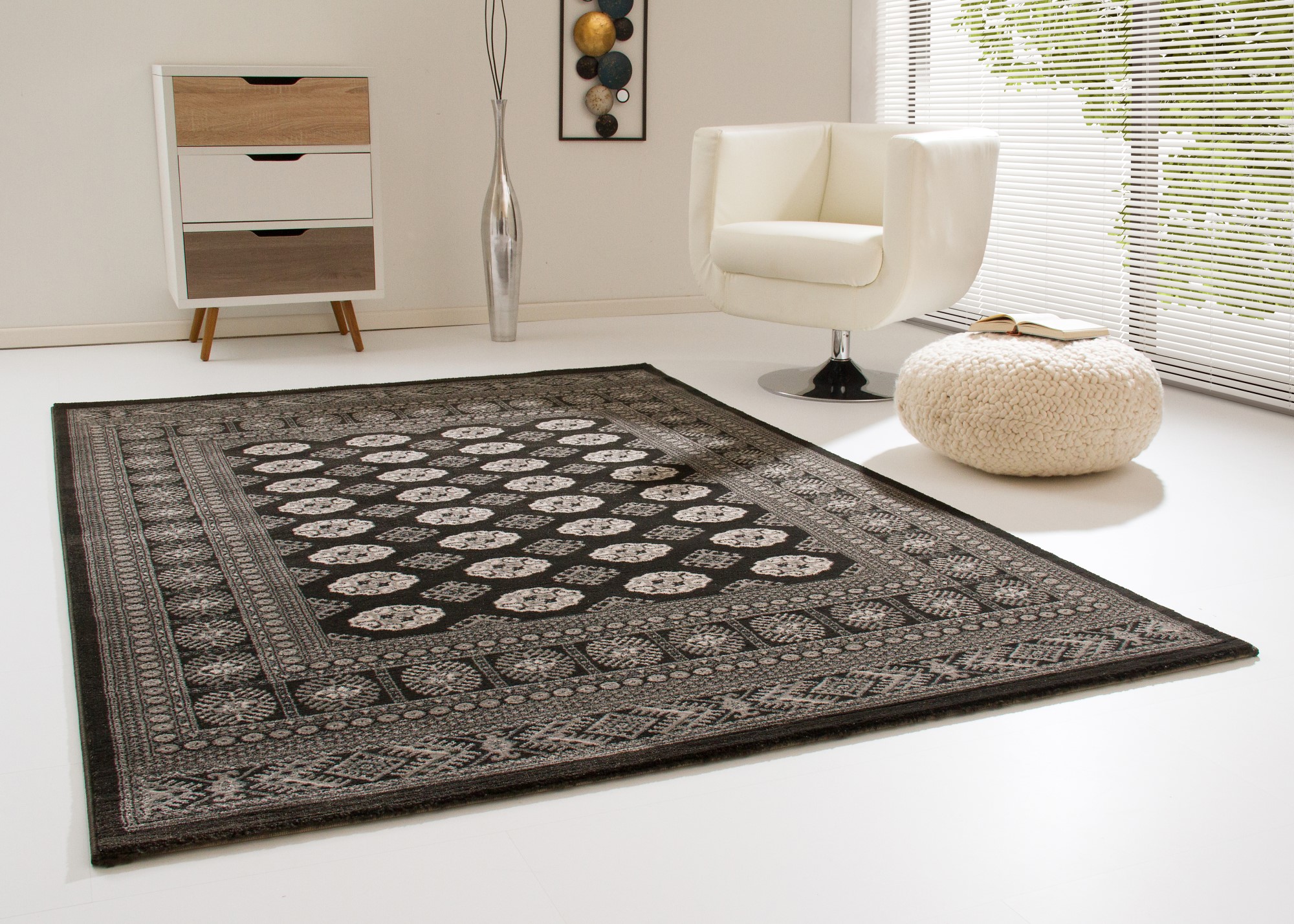 Designerteppich Anamur - Bochara Schwarz 133x190 cm