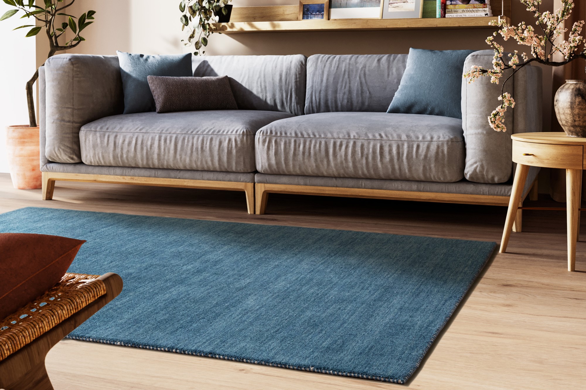 Gabbeh Teppich Nomade Blau 65x135 cm