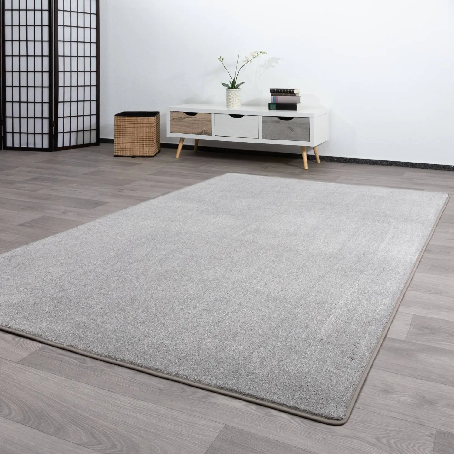 Kurzflor Teppich Pisa Taupe Rechteckig 60x120 cm