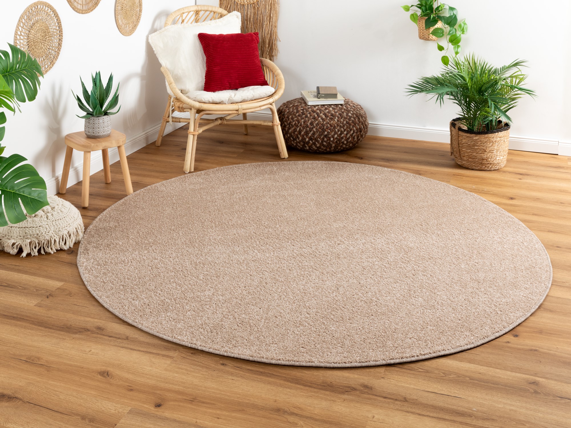Kurzflor Teppich Cambridge - Rund Sand Ø 80 cm Kurzflor Teppich Cambridge - Rund Sand Ø 80 cm