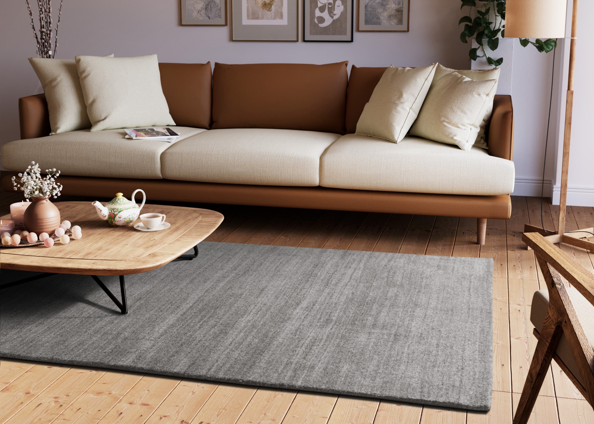 Berber Teppich Zaza Grau 40x60 cm