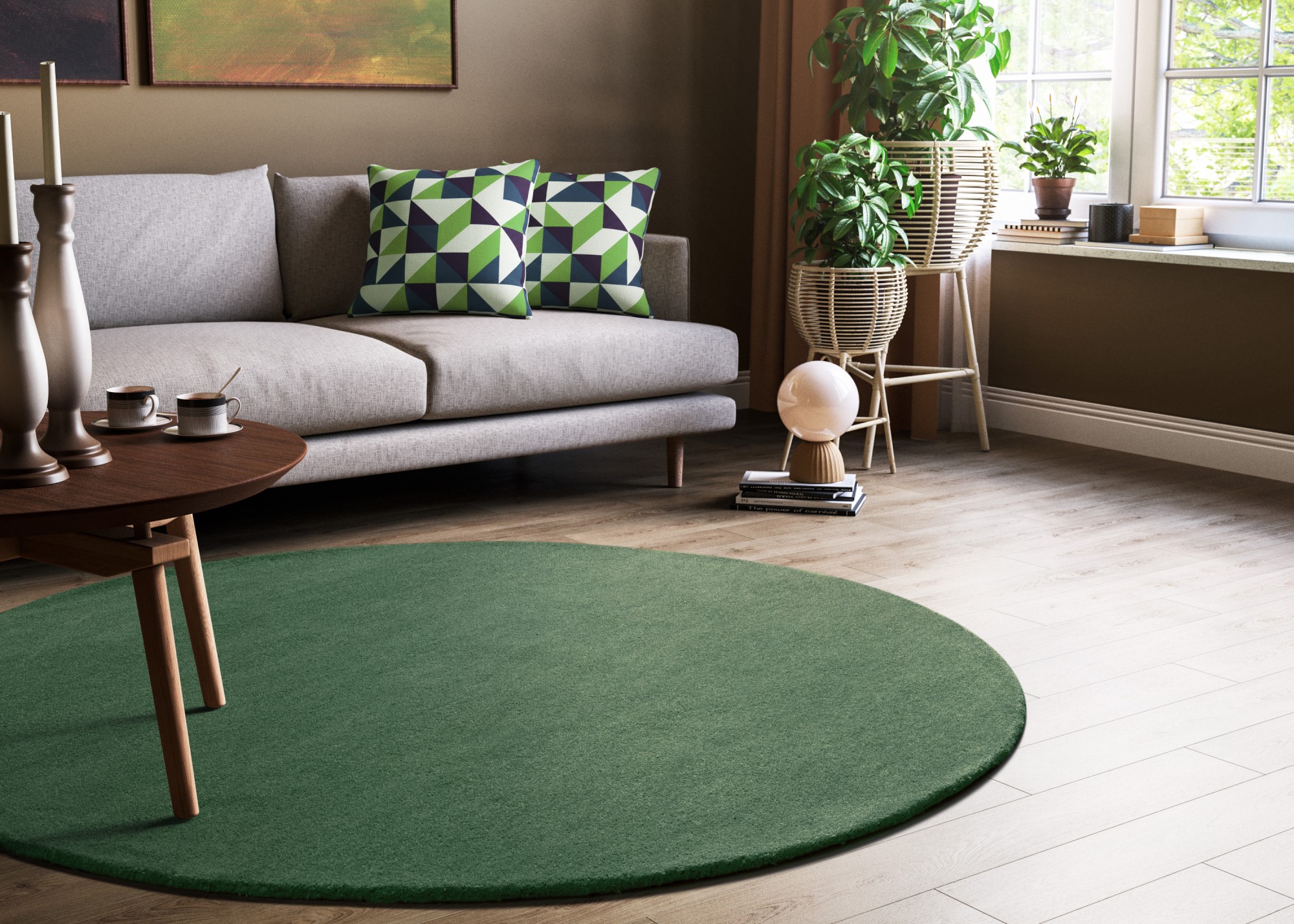 Gabbeh Teppich Jaipur - Rund Dunkelgrün 200x200 cm