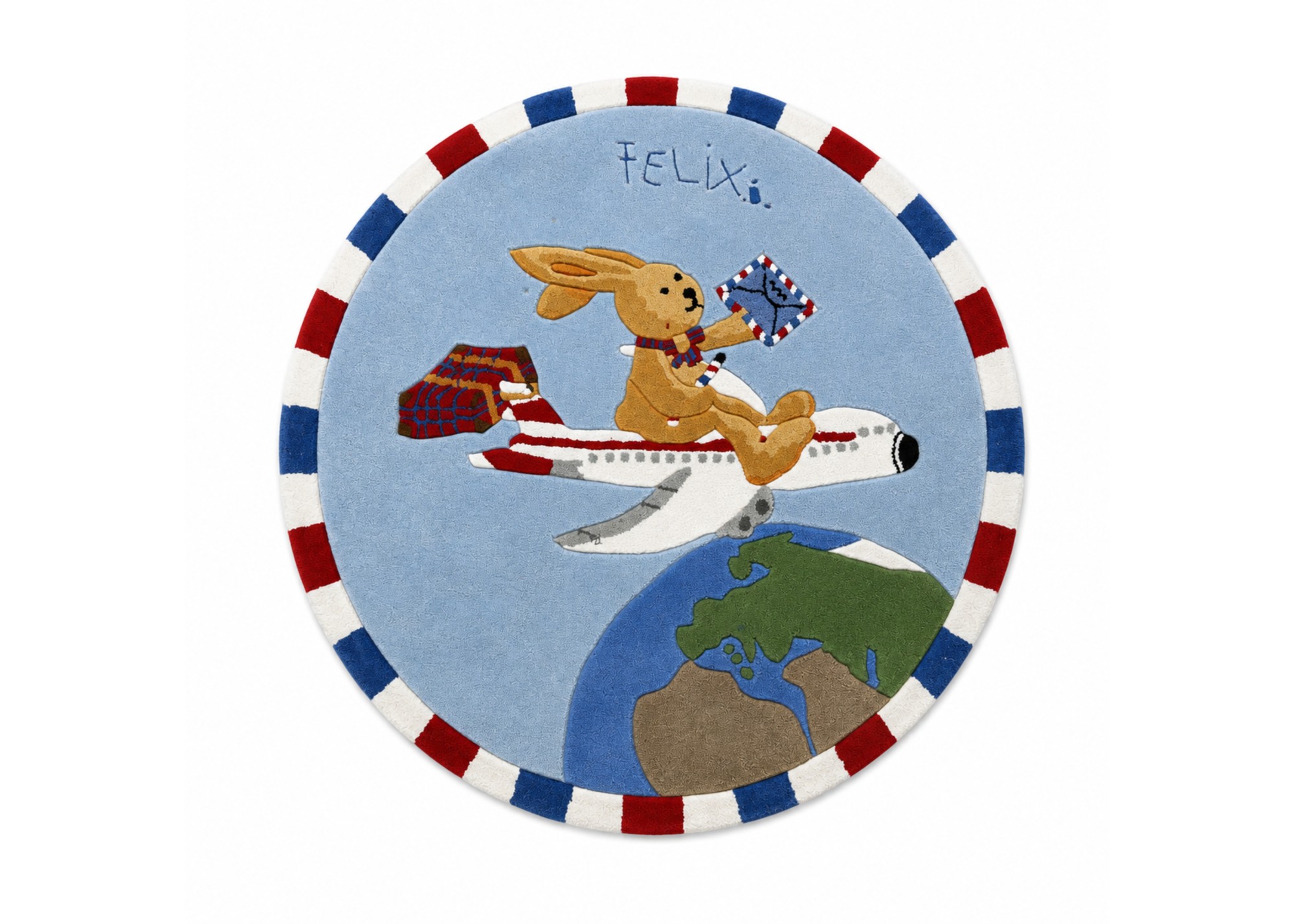 Kinderteppich Felix der Hase - auf Reisen 130x130 cm