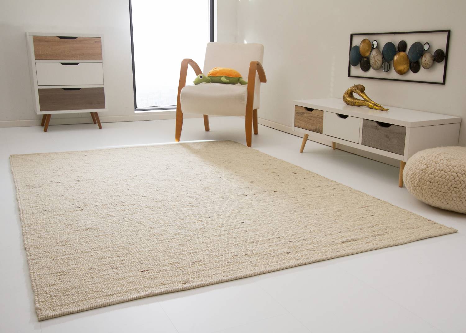 Handweb Teppich Weitnau 100% Schurwolle Wohnzimmer Beste Qualität 