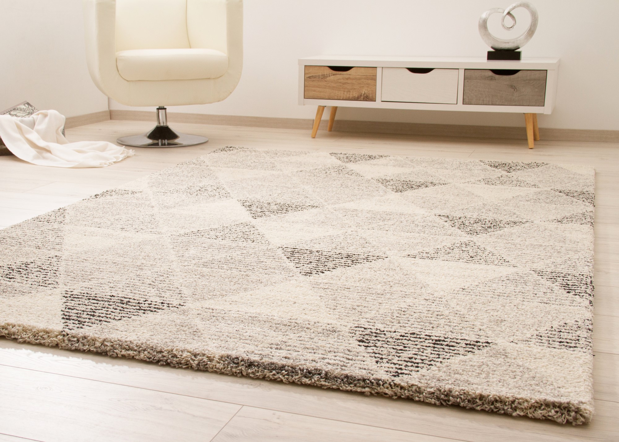 Wohnzimmer Schlafzimmer Teppich Contemporary Comfort Grau Beige Braun