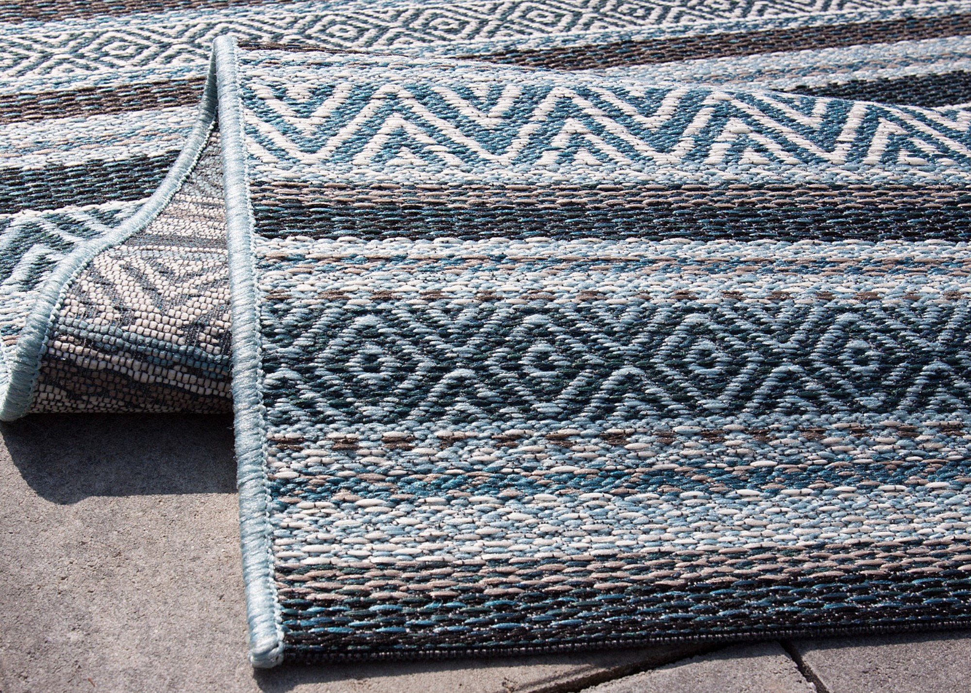 In- Outdoor Teppich Varberg Beige Blau Grau Grün Türkis ...