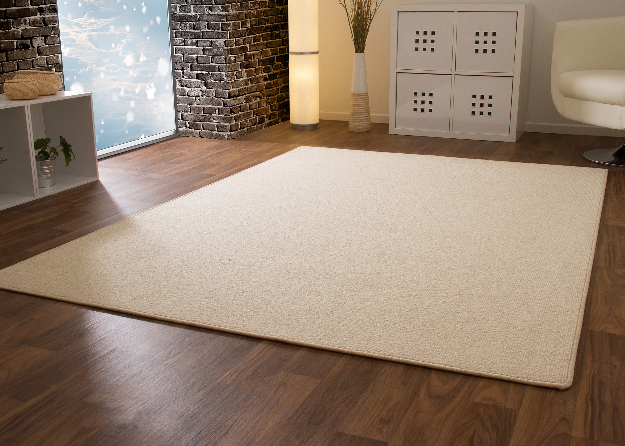 Designer Teppich Modern Berber Wellington Hellgrau Beige Sand 100%