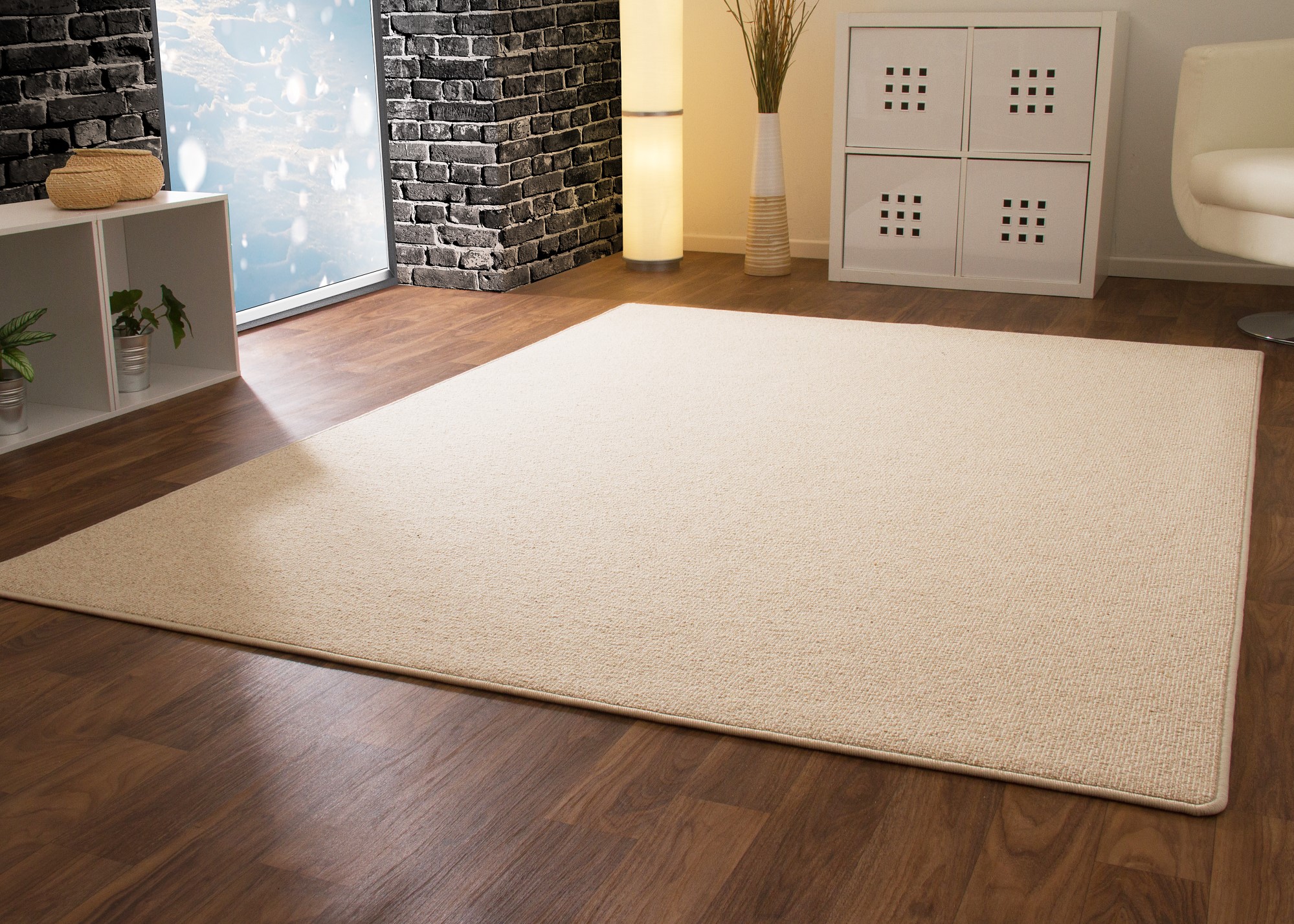 Designer Carpet Modern Berber Wellington Pale Grey Beige Sand 100% Wool