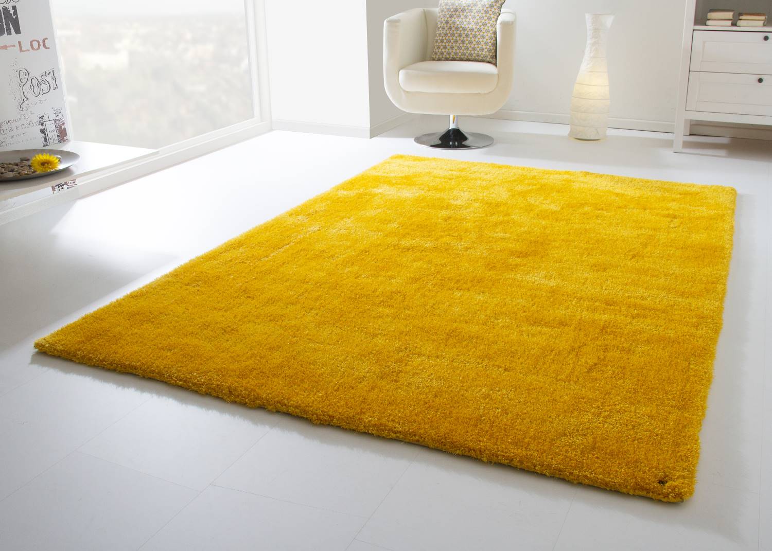 hochflor teppich soft gelb interieur